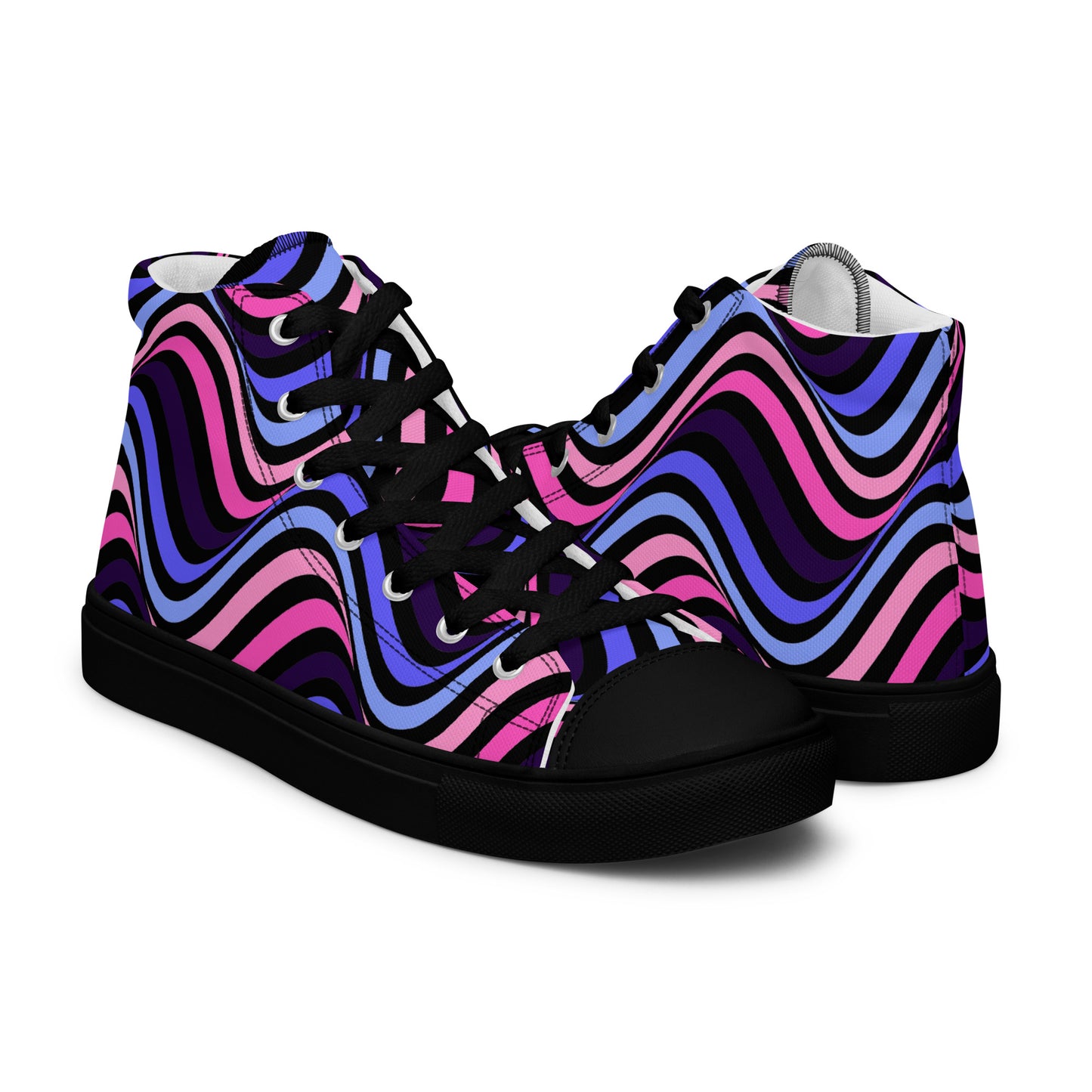 Omnisexual Pride Wavey Women’s High Top Canvas Athletic Shoes womens-high-top-canvas-shoes-black-right-657f857a84cb6