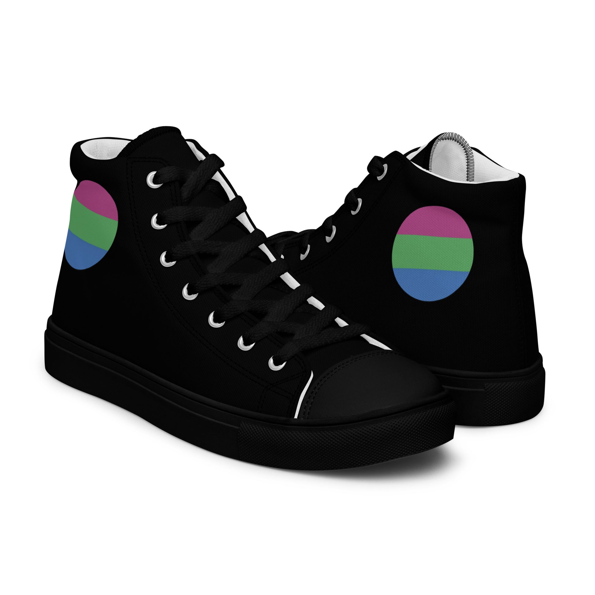 Polysexual Poly Pride Women’s High Top Canvas Athletic Shoes womens-high-top-canvas-shoes-black-right-657f96e31552e