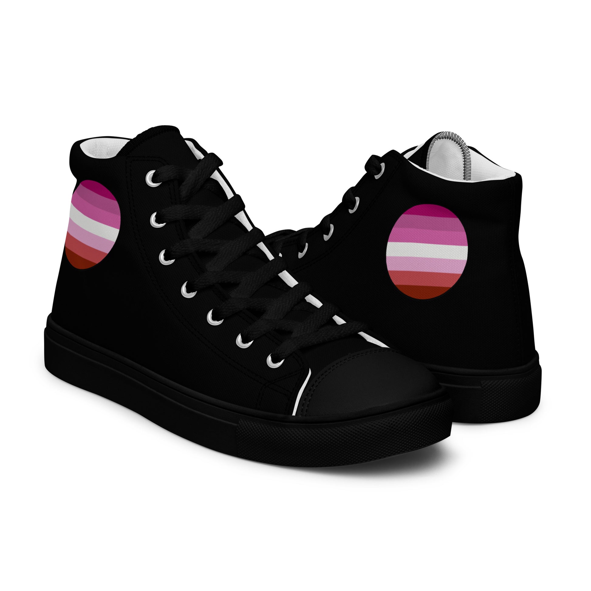 Lesbian Pride Women’s High Top Canvas Athletic Shoes womens-high-top-canvas-shoes-black-right-657f984378fe2