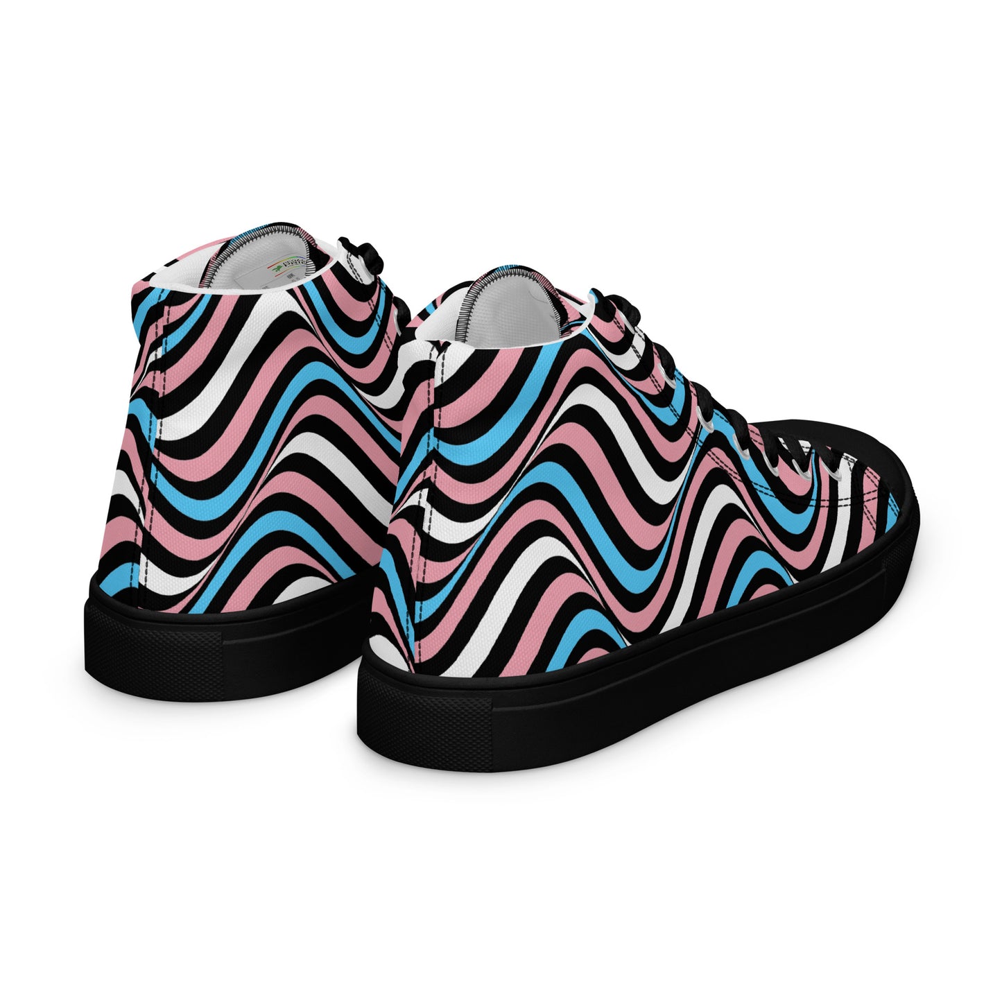 Transgender Trans Wavey Women’s High Top Canvas Athletic Shoes womens-high-top-canvas-shoes-black-right-back-657e81ff40587