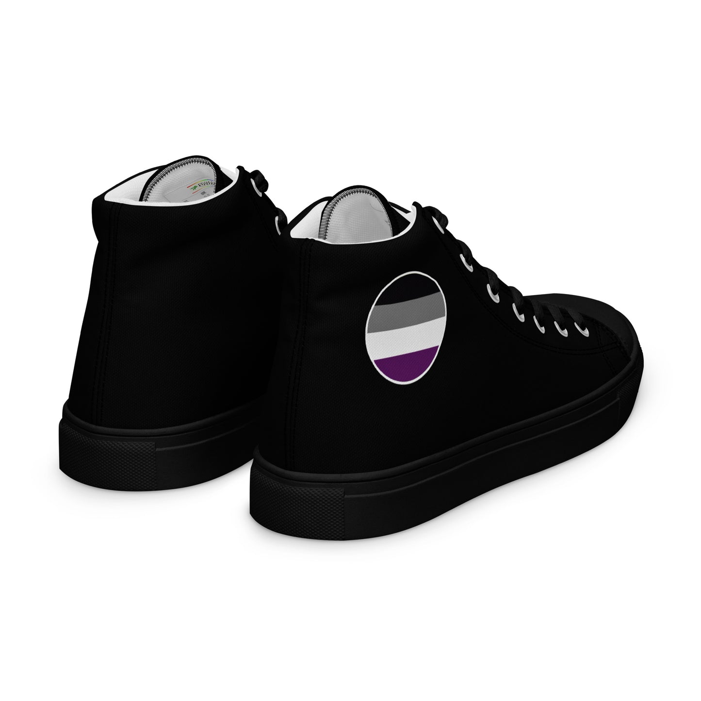 Asexual Ace Women’s High Top Canvas Athletic Shoes womens-high-top-canvas-shoes-black-right-back-657f9b8638e2d