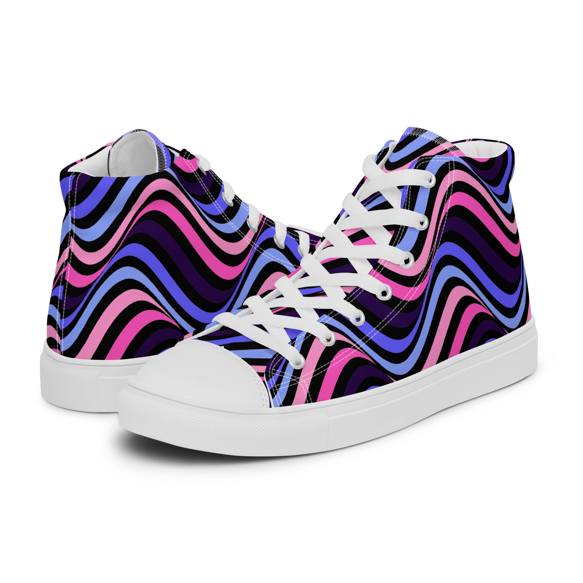 Omnisexual Pride Wavey Women’s High Top Canvas Athletic Shoes White Omnisexual womens-high-top-canvas-shoes-white-left-657f857a84def