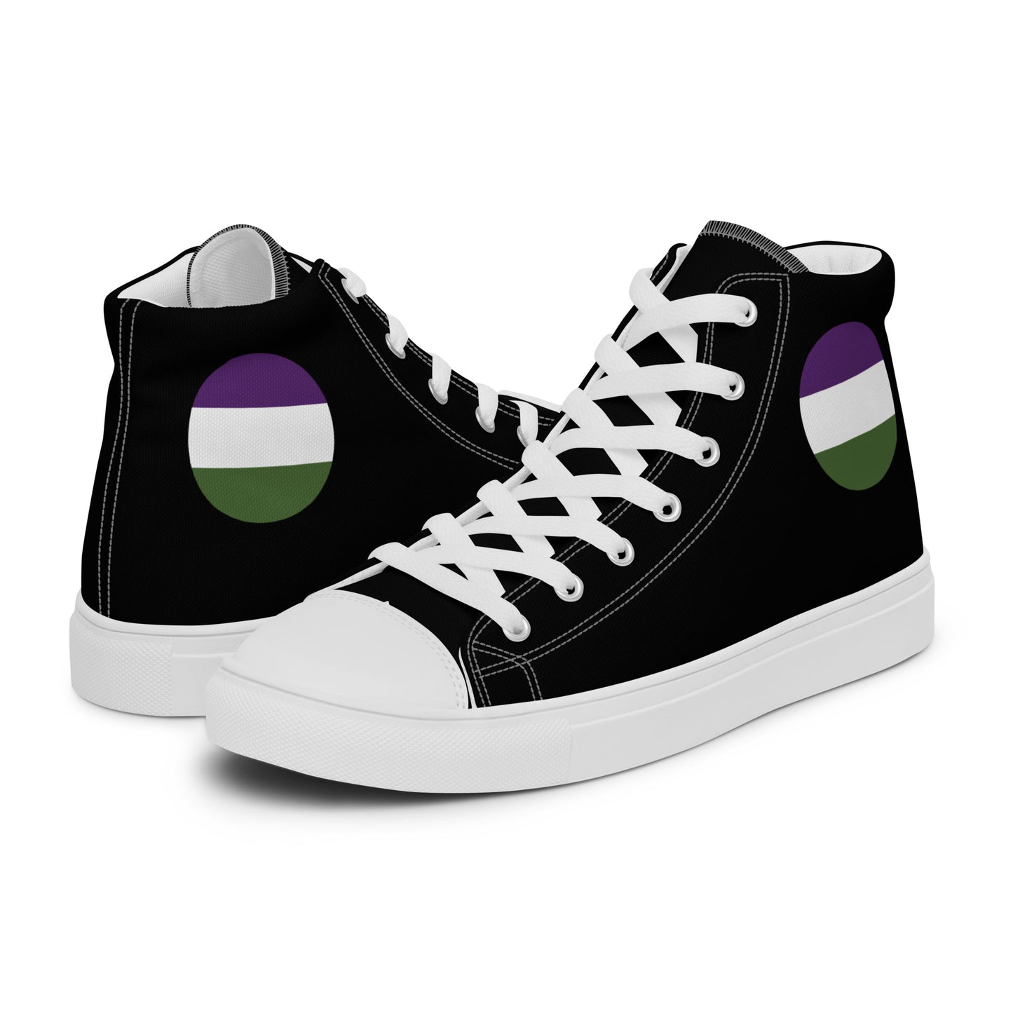 Genderqueer Women’s High Top Canvas Athletic Shoes White Genderqueer womens-high-top-canvas-shoes-white-left-657f91541c401