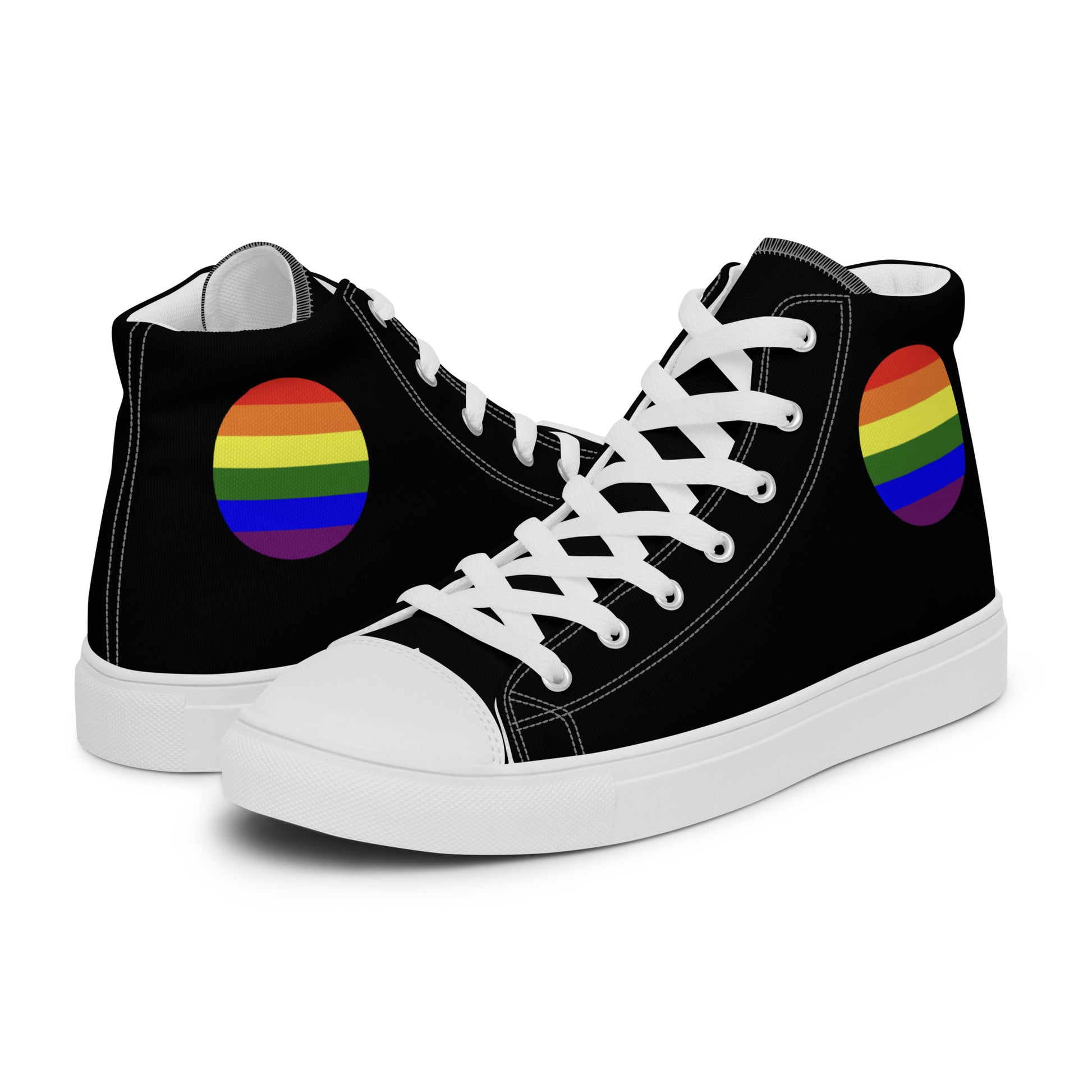 LGBTQ Pride Women’s High Top Canvas Athletic Shoes White Pride womens-high-top-canvas-shoes-white-left-657f93aa16bc1