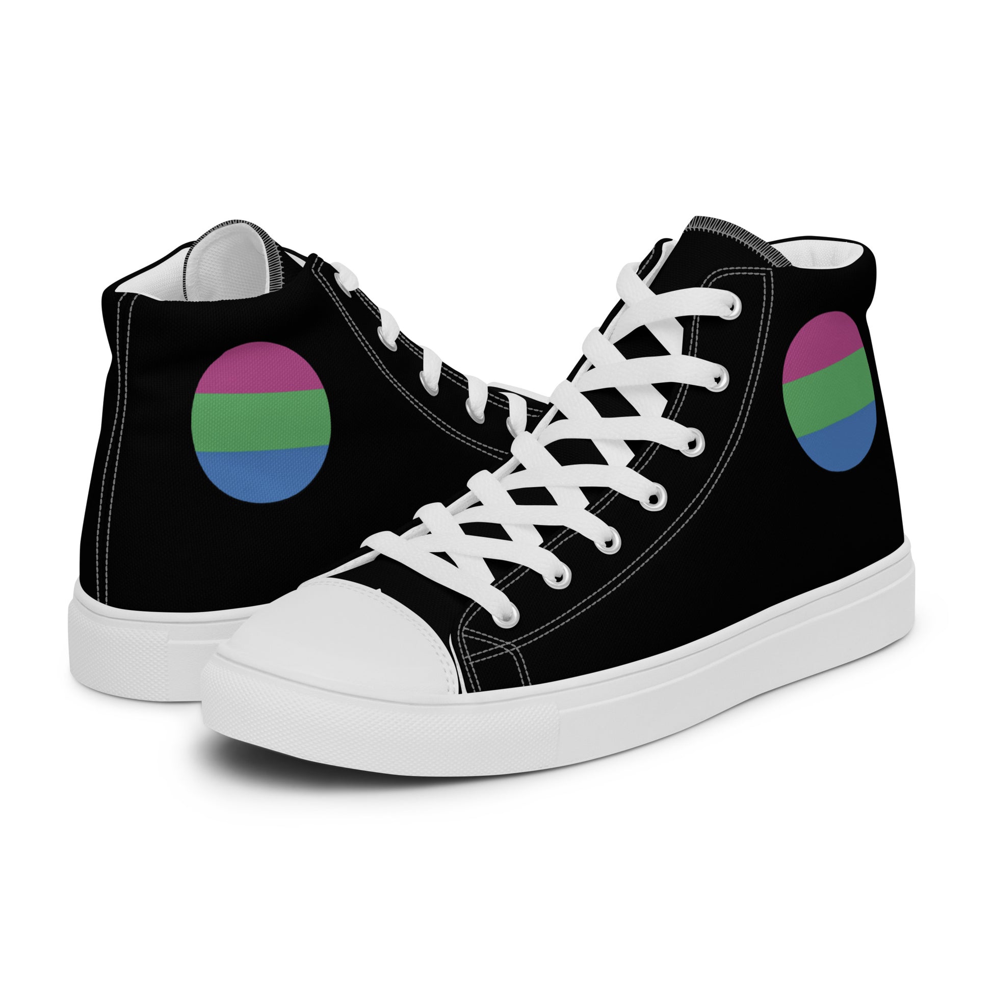 Polysexual Poly Pride Women’s High Top Canvas Athletic Shoes White Polysexual womens-high-top-canvas-shoes-white-left-657f96e31576f