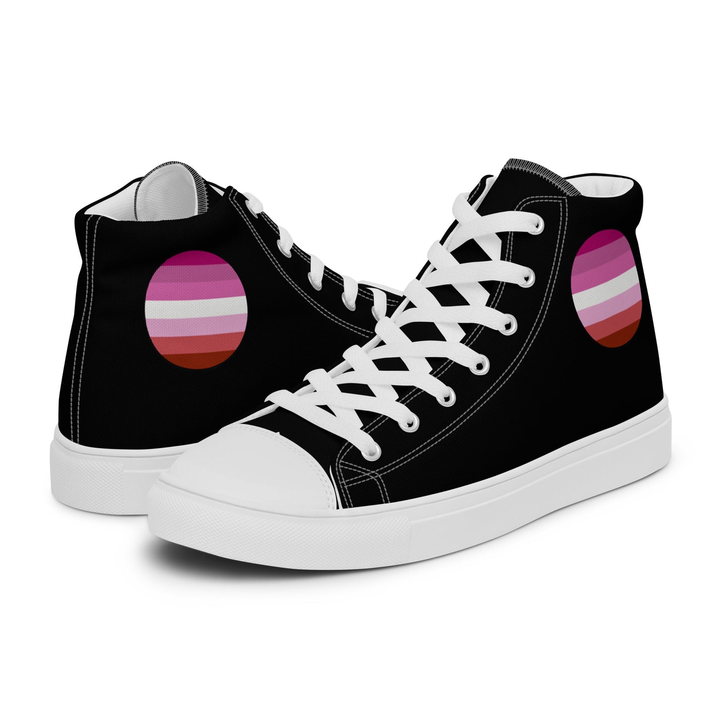 Lesbian Pride Women’s High Top Canvas Athletic Shoes White Lesbian womens-high-top-canvas-shoes-white-left-657f984379219