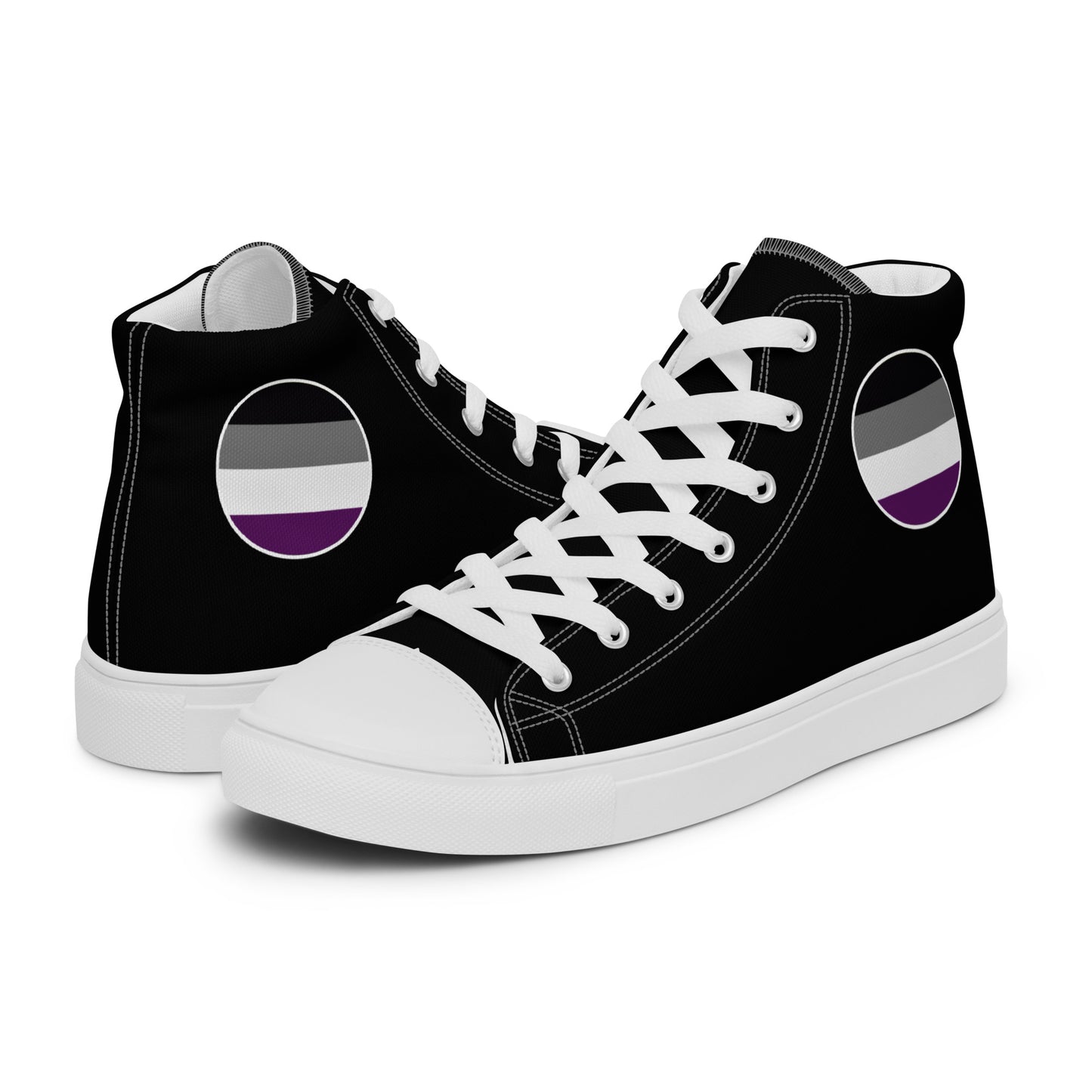 Asexual Ace Women’s High Top Canvas Athletic Shoes White Asexual womens-high-top-canvas-shoes-white-left-657f9b8639d9d