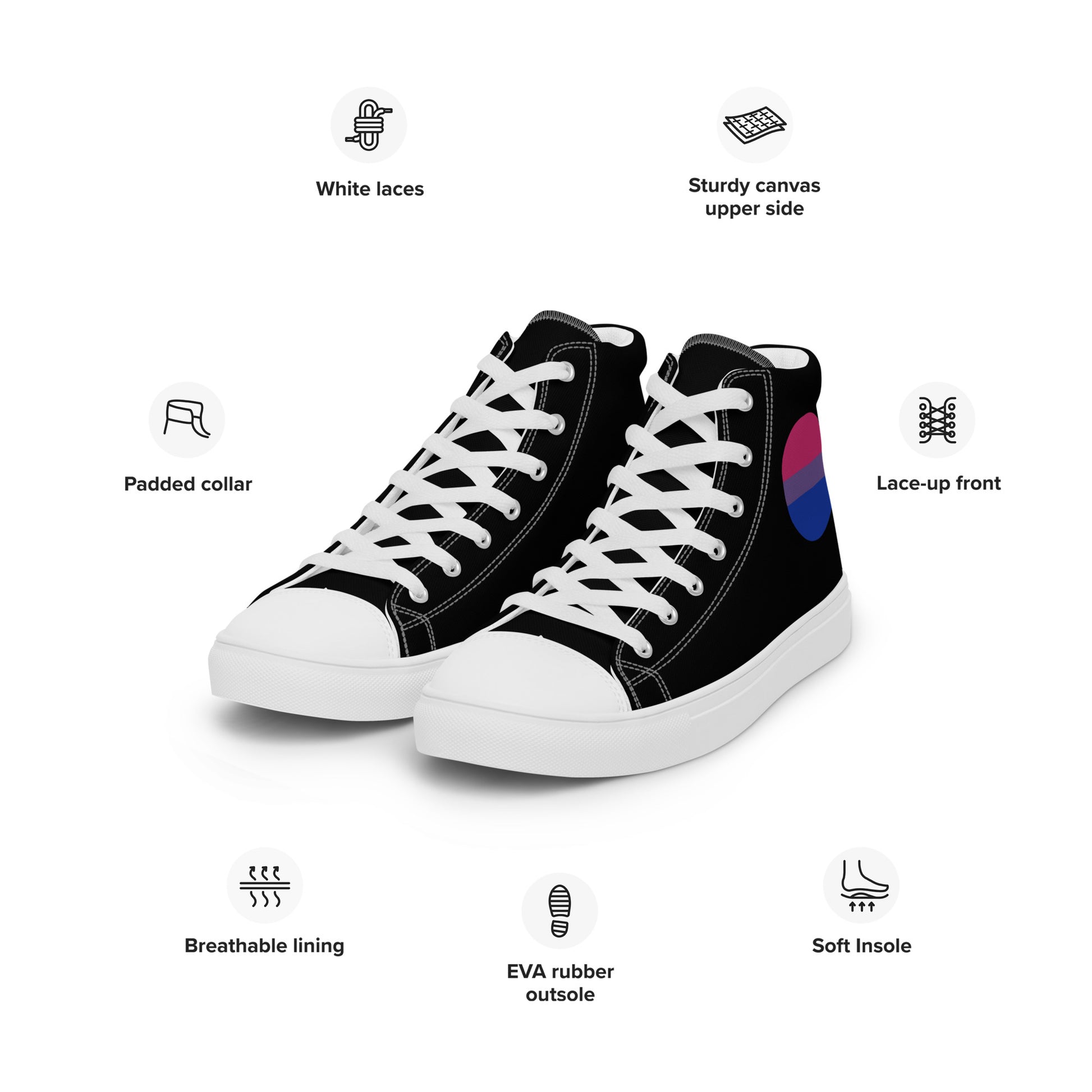 Bisexual Bi Women’s High Top Canvas Athletic Shoes womens-high-top-canvas-shoes-white-left-front-657f8f662b472