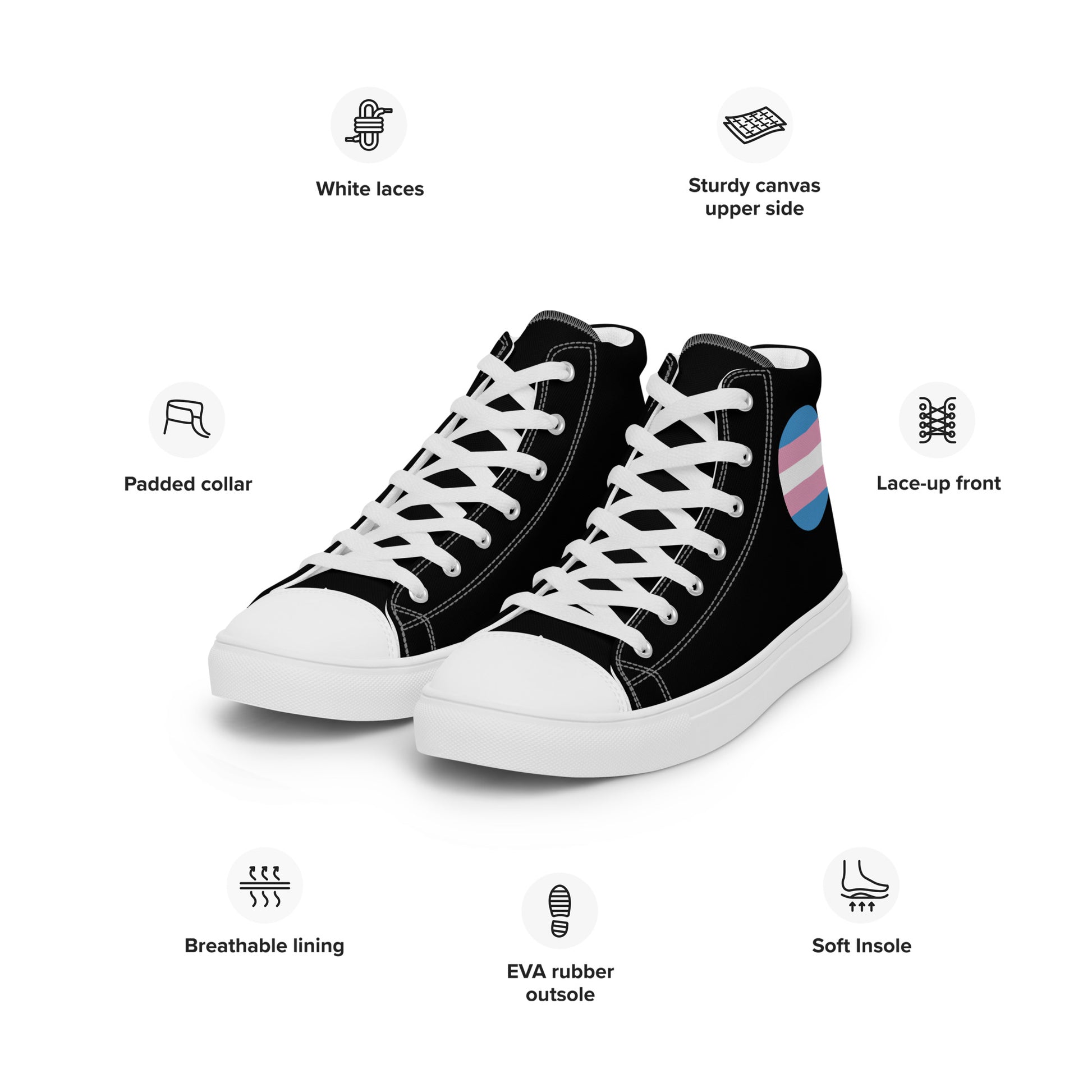 Transgender Trans Women’s High Top Canvas Athletic Shoes womens-high-top-canvas-shoes-white-left-front-657f944682afb