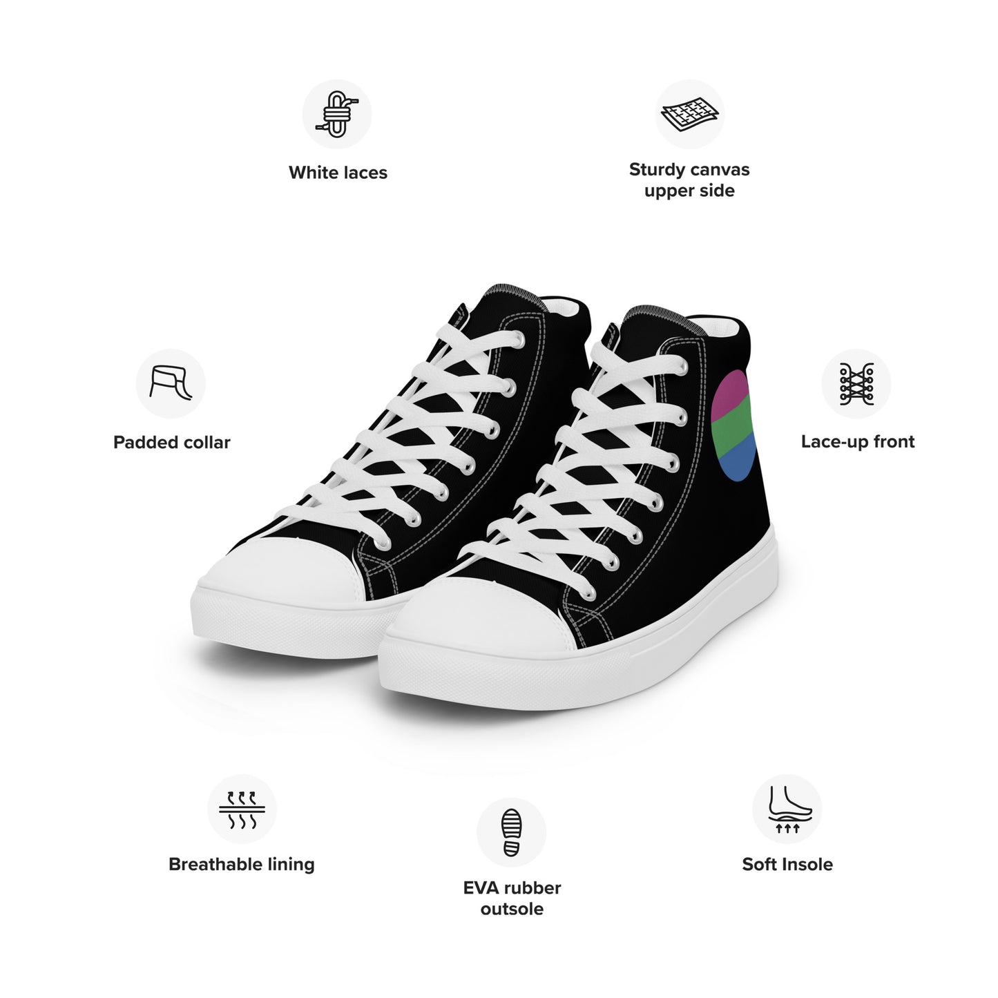 Polysexual Poly Pride Women’s High Top Canvas Athletic Shoes womens-high-top-canvas-shoes-white-left-front-657f96e3148c1