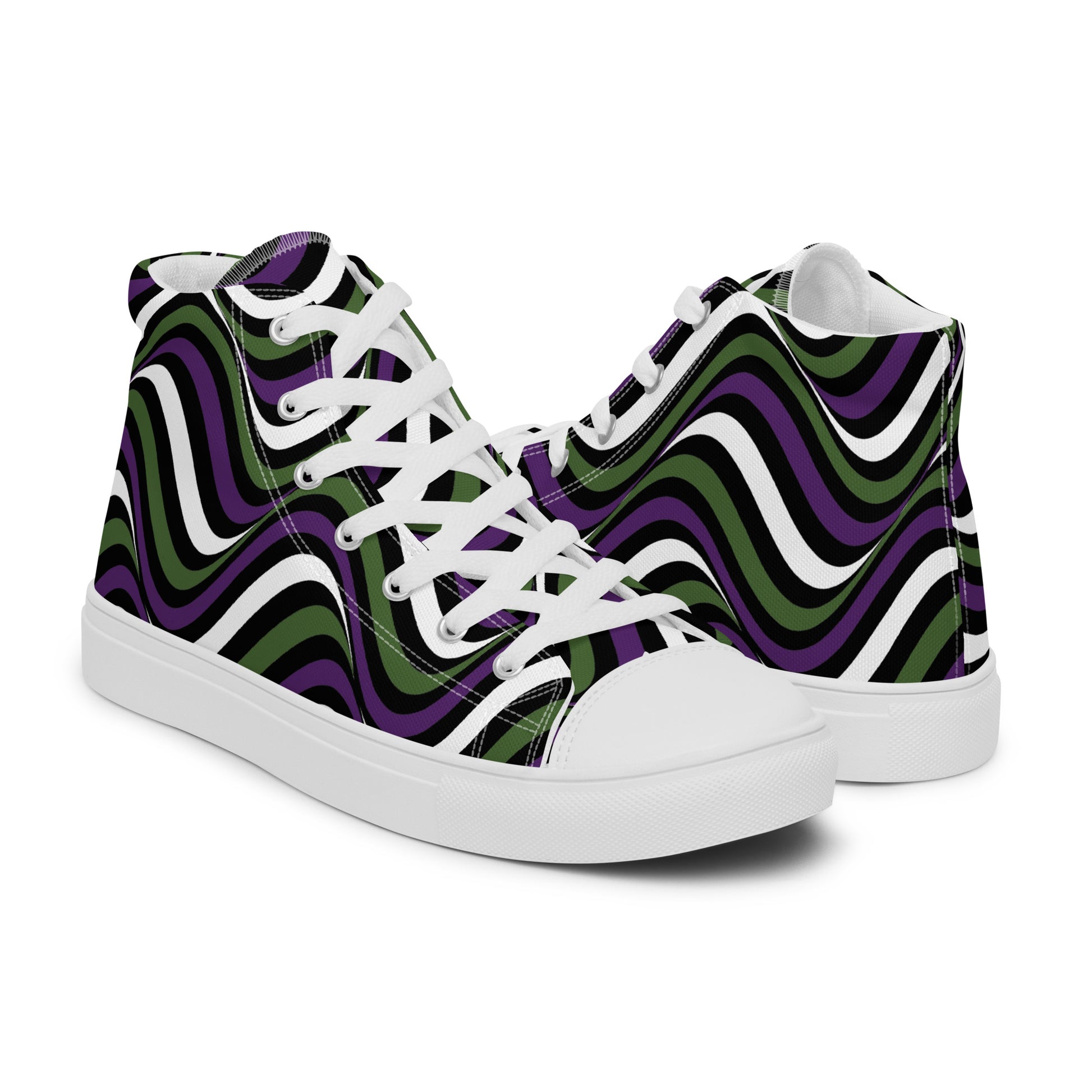 Genderqueer Wavey Women’s High Top Canvas Athletic Shoes womens-high-top-canvas-shoes-white-right-657f8428d4c57