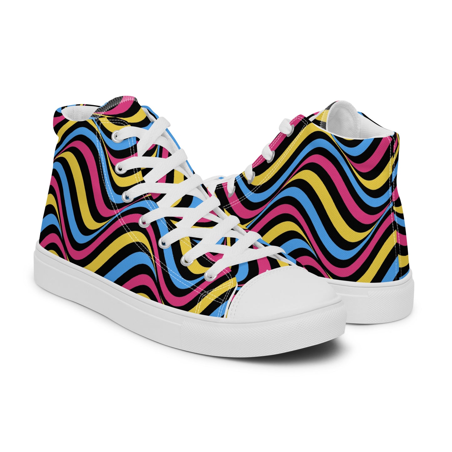 Pansexual Pan Pride Wavey Women’s High Top Canvas Athletic Shoes womens-high-top-canvas-shoes-white-right-657f85de1944d