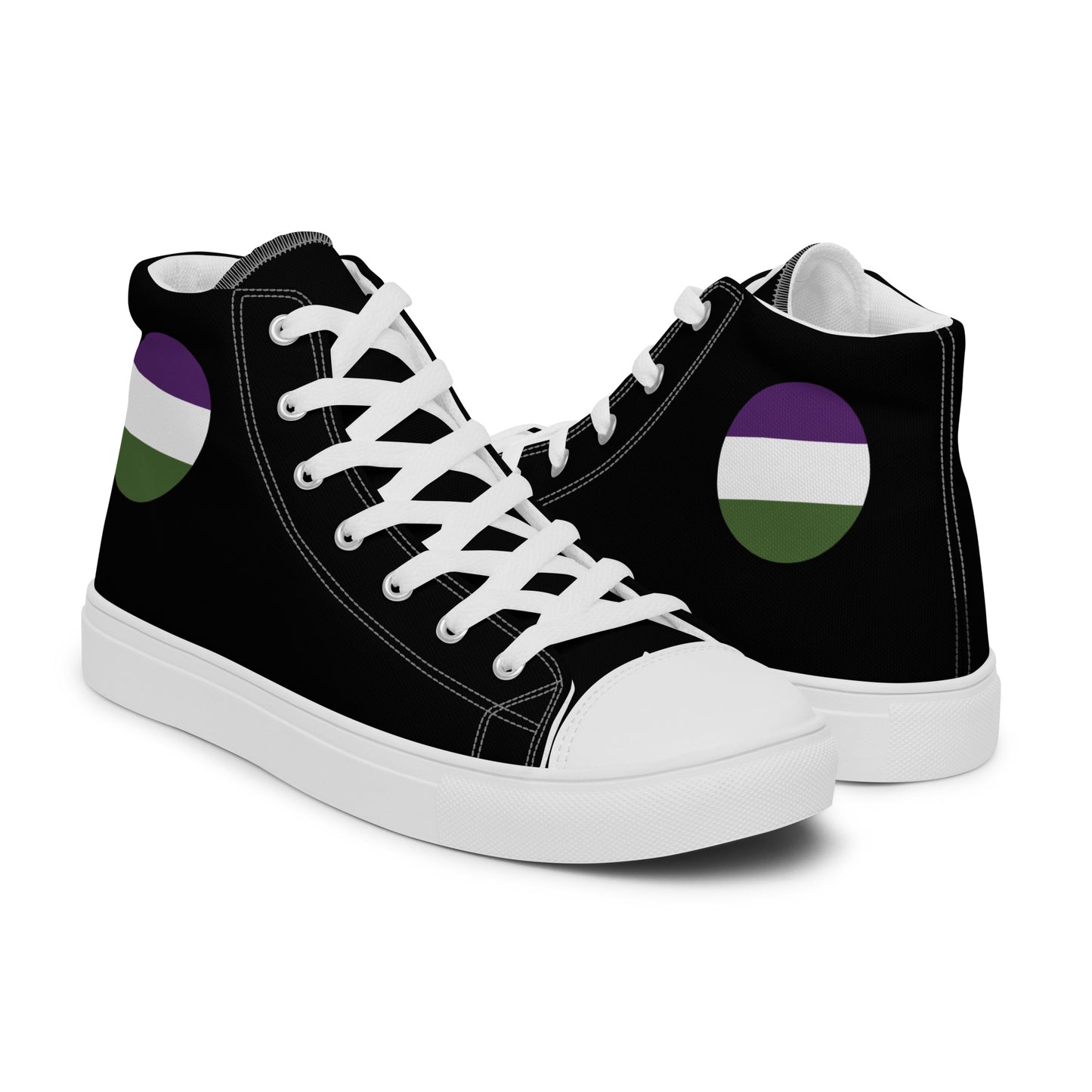 Genderqueer Women’s High Top Canvas Athletic Shoes womens-high-top-canvas-shoes-white-right-657f91541c7f4