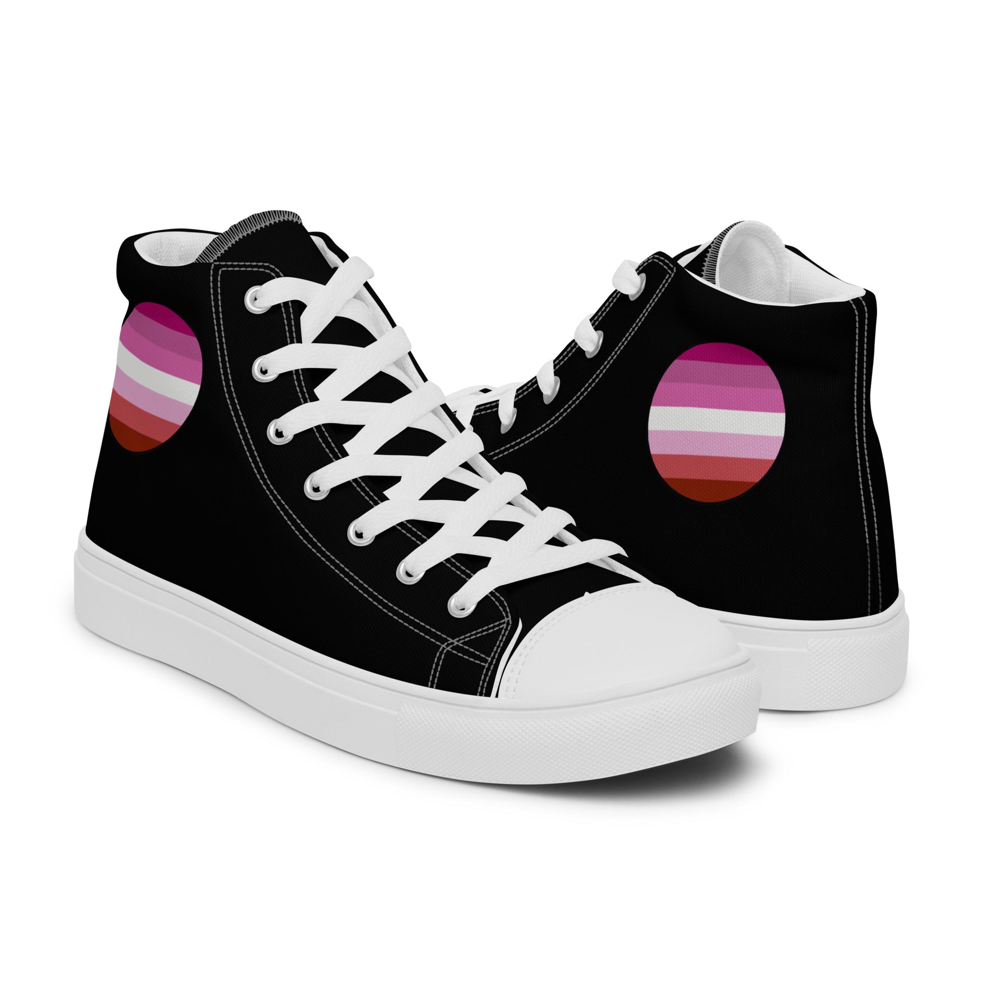 Lesbian Pride Women’s High Top Canvas Athletic Shoes womens-high-top-canvas-shoes-white-right-657f984379688