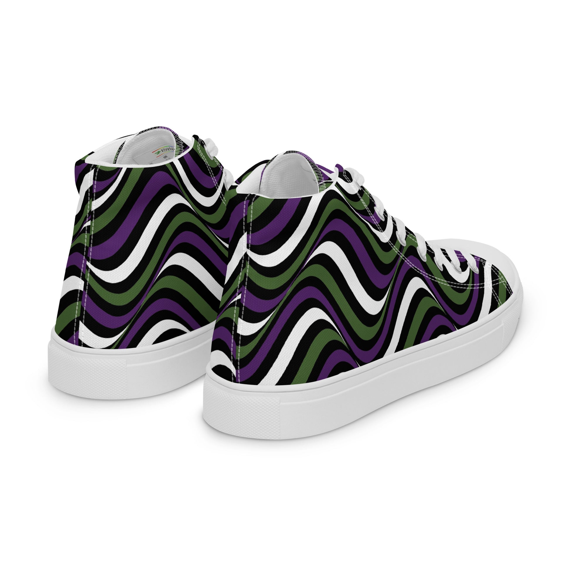 Genderqueer Wavey Women’s High Top Canvas Athletic Shoes womens-high-top-canvas-shoes-white-right-back-657f8428d46b7