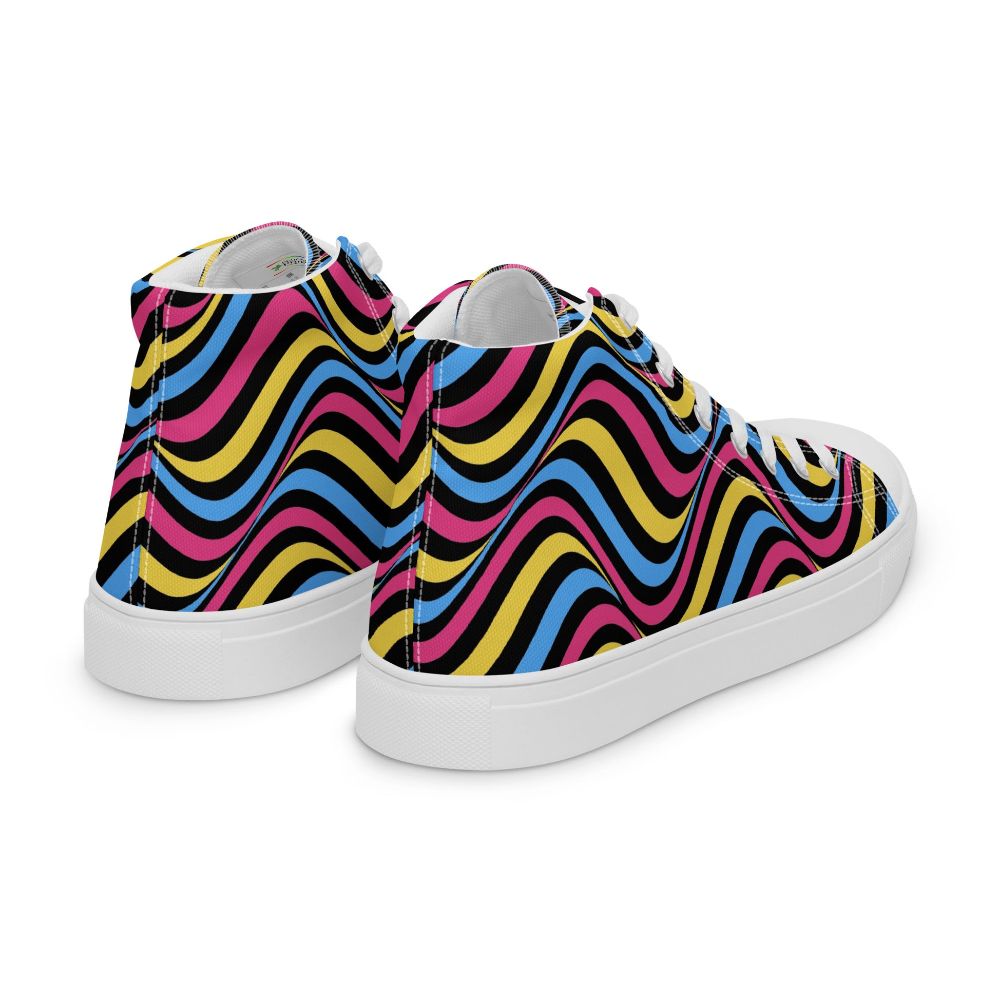 Pansexual Pan Pride Wavey Women’s High Top Canvas Athletic Shoes womens-high-top-canvas-shoes-white-right-back-657f85de18d12