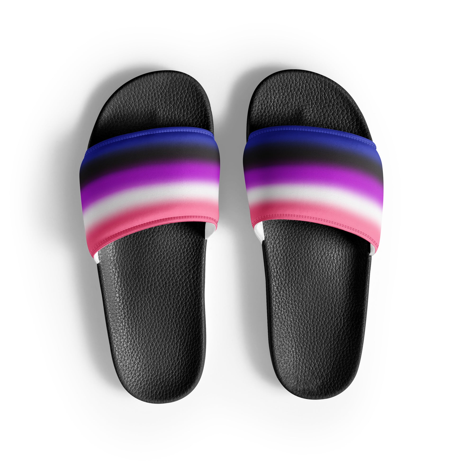 Genderfluid Pride Womens Slides Sandals Black Genderfluid womens-slides-black-front-660b56f7593d8