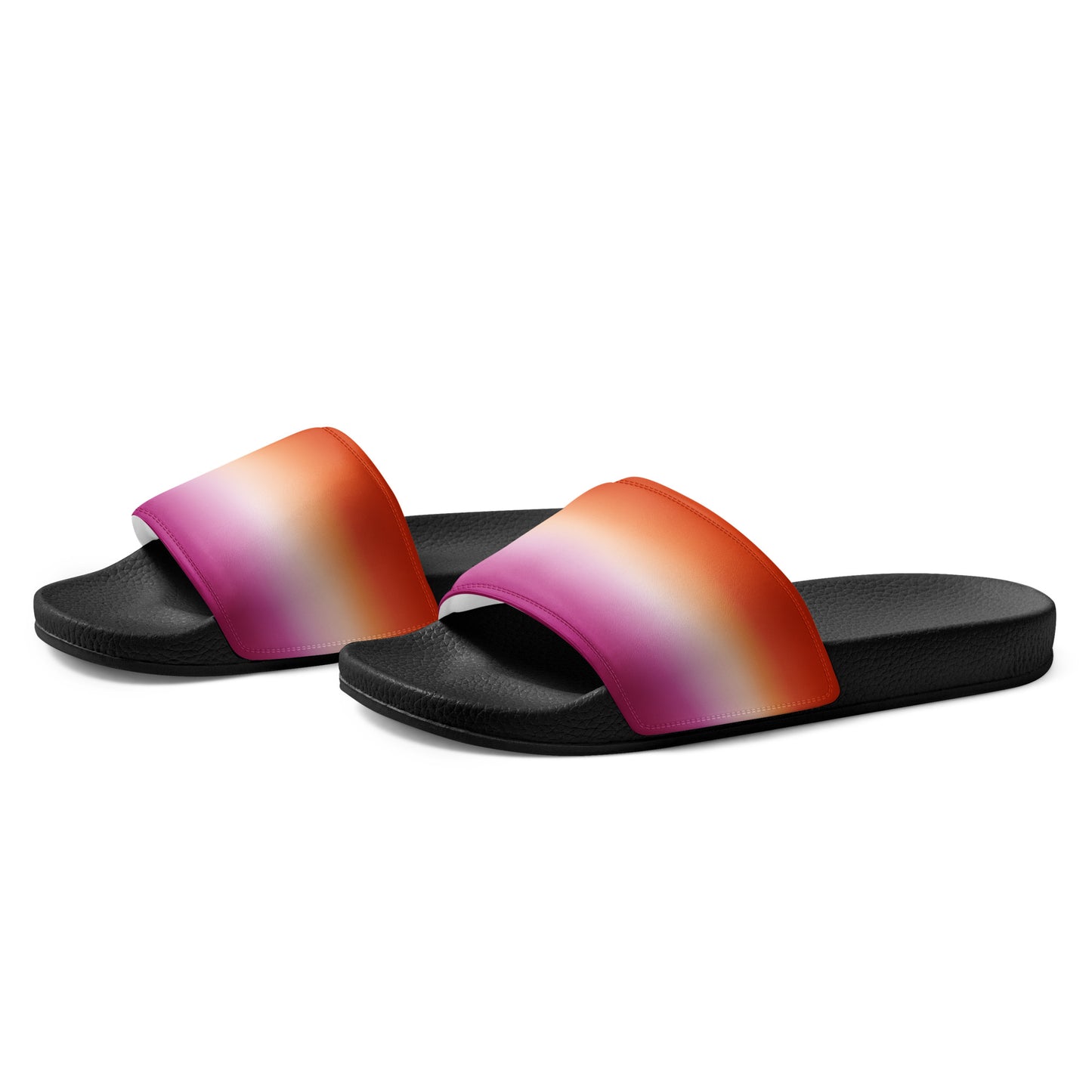 Lesbian Pride Womens Slides Sandals womens-slides-black-left-front-660b4f9d5dfad