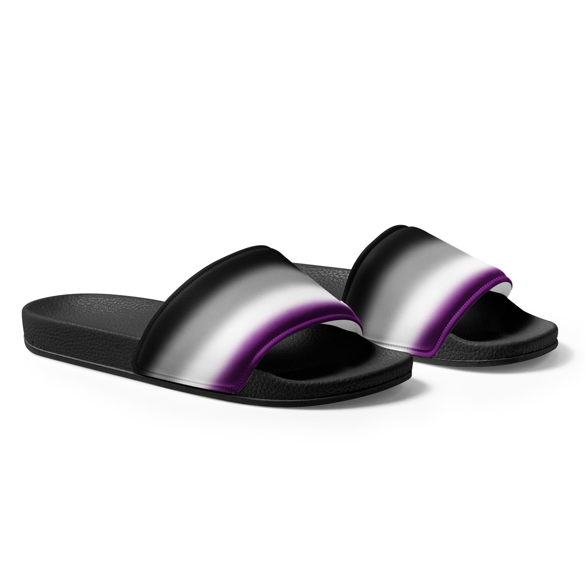 Asexual Ace Pride Women's Slides Sandals in Ombre womens-slides-black-right-front-6601a107da8e8