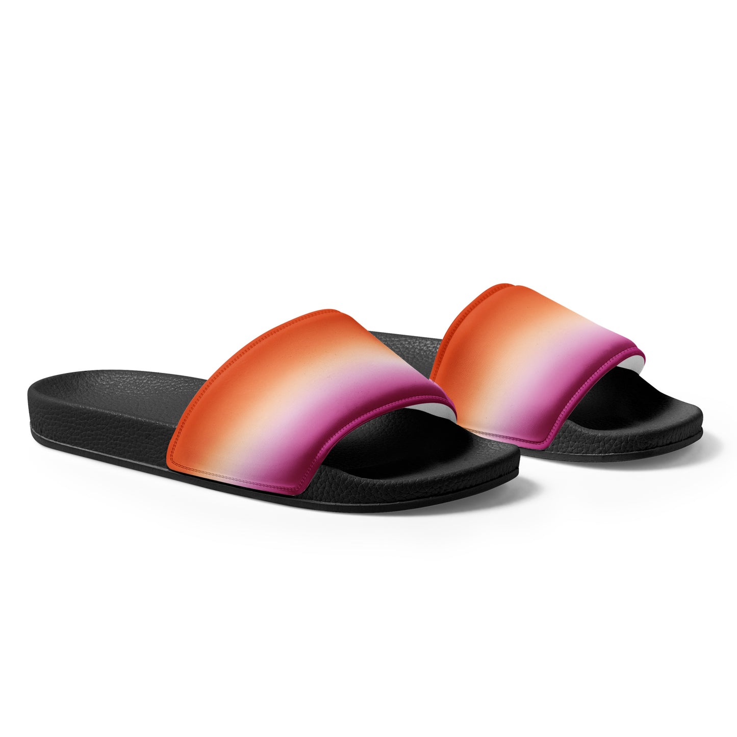 Lesbian Pride Womens Slides Sandals womens-slides-black-right-front-660b4f9d5e058