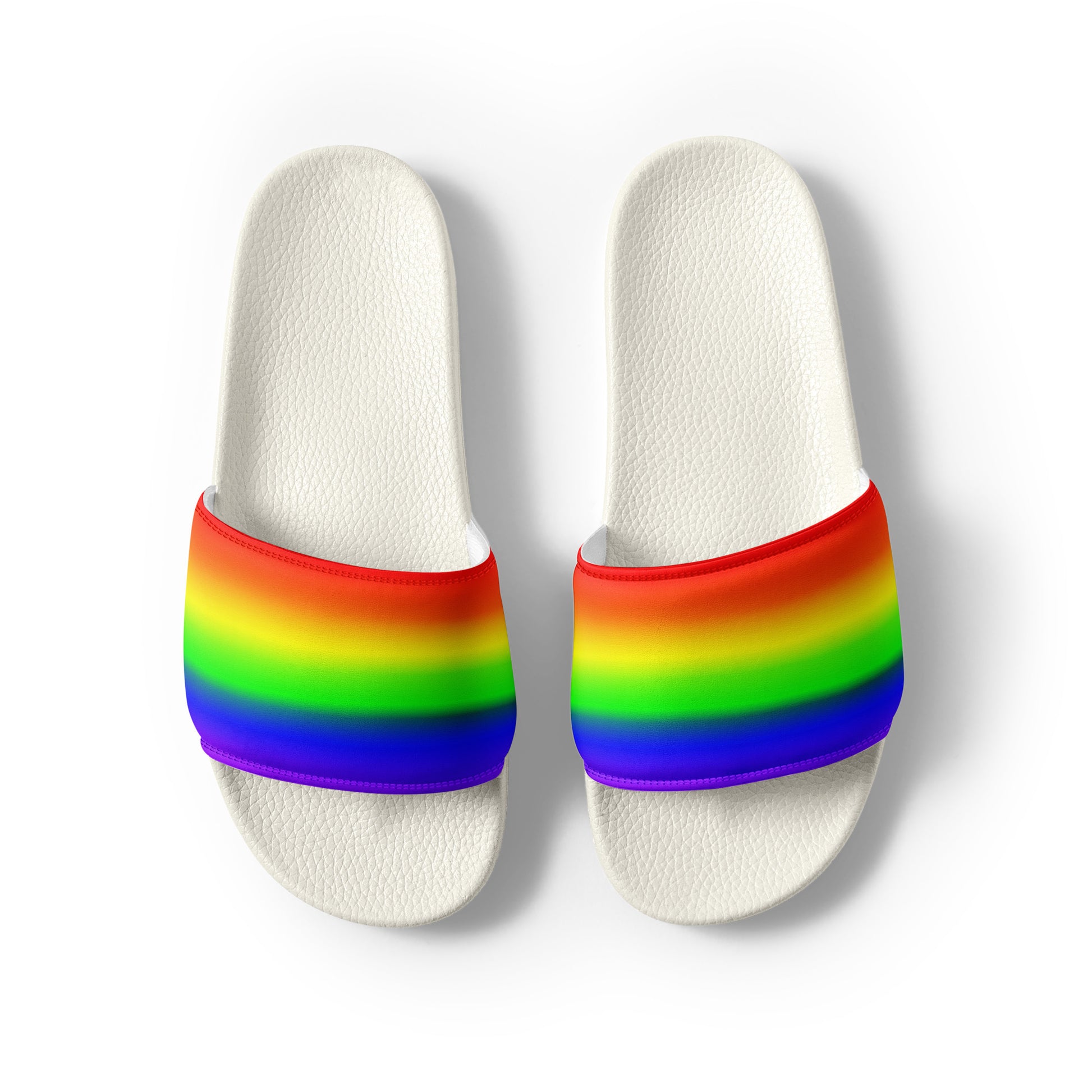 LGBTQ Pride Women's Slides Sandals in Ombre womens-slides-white-front-2-660190df951c3