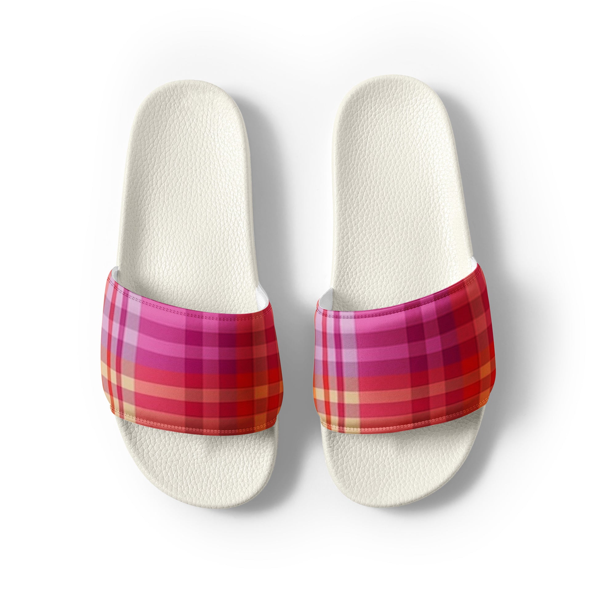 Lesbian Pride Plaid Womens Slides Sandals womens-slides-white-front-2-660b4f503127b