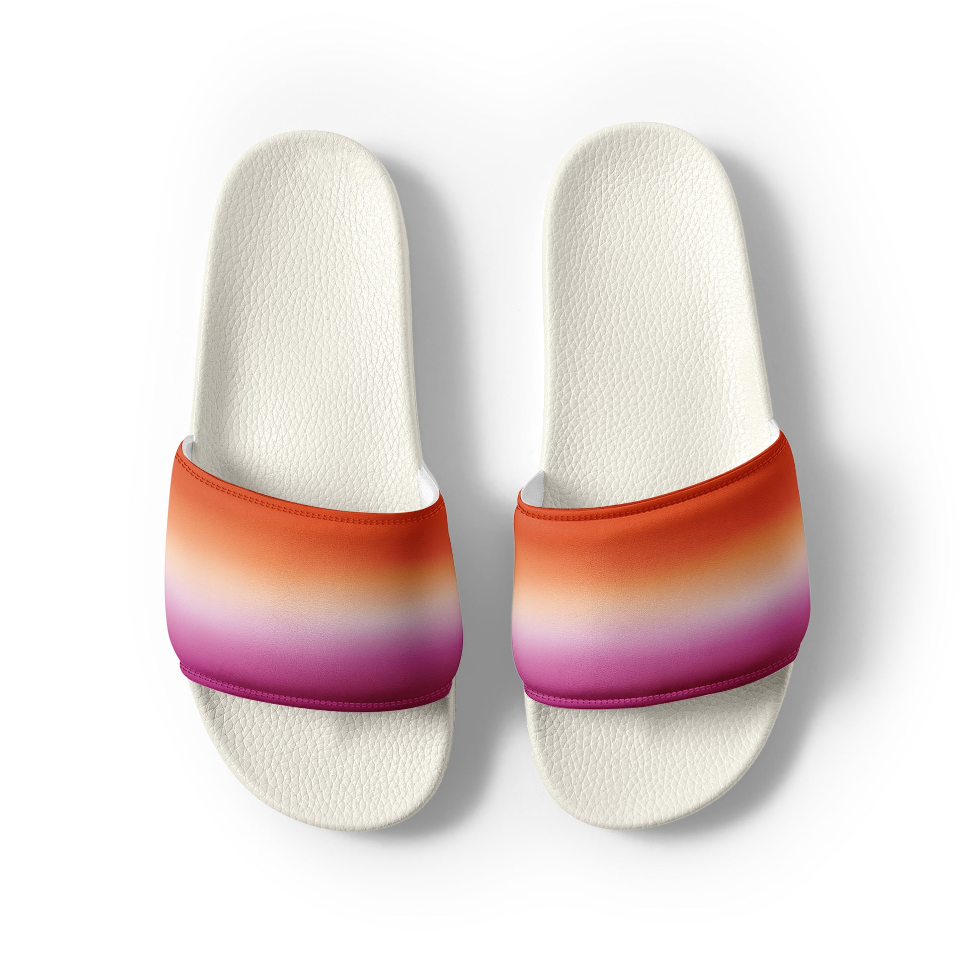 Lesbian Pride Womens Slides Sandals womens-slides-white-front-2-660b4f9d5e27c