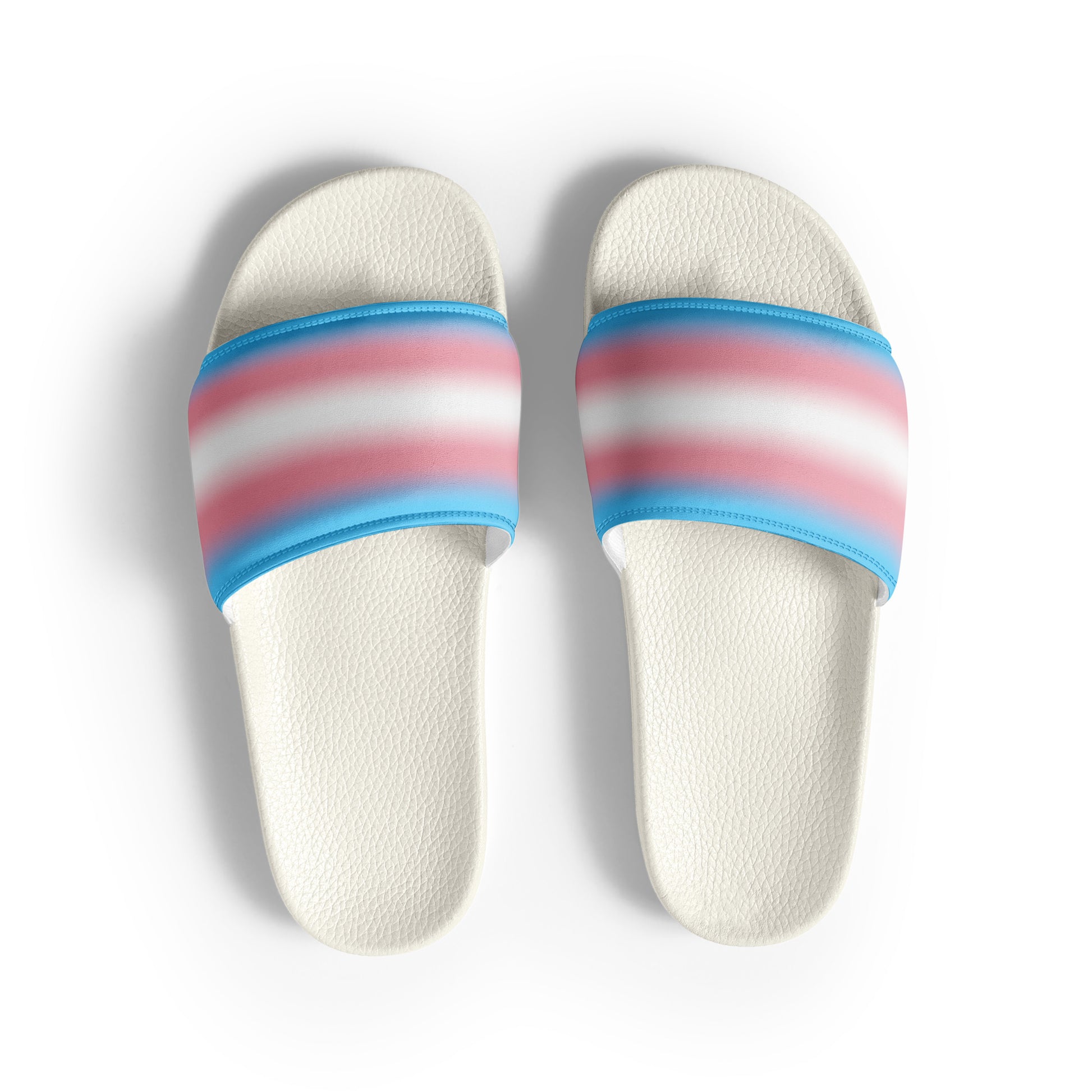 Transgender Trans Pride Women's Size Slides Sandals in Ombre White Transgender womens-slides-white-front-66018ce6c9a45