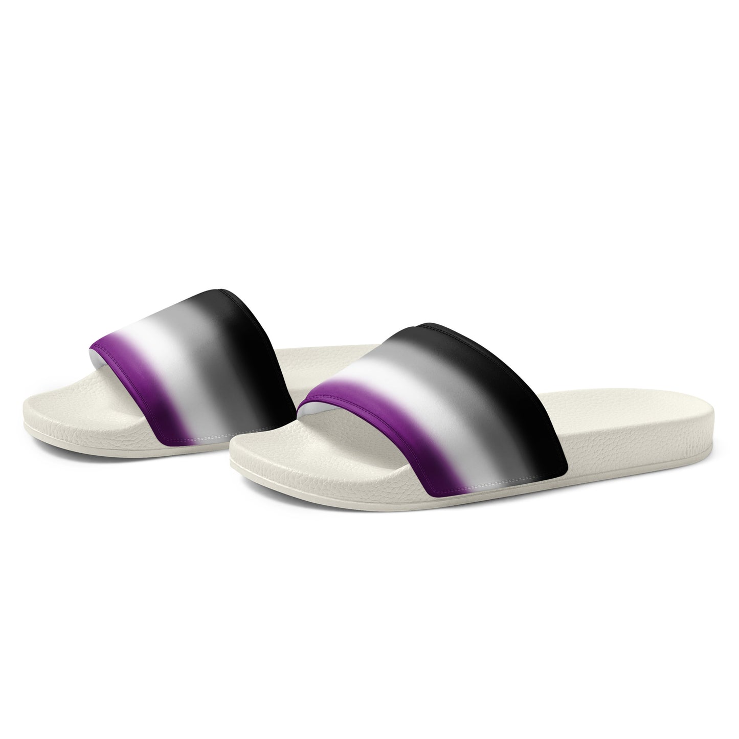 Asexual Ace Pride Women's Slides Sandals in Ombre womens-slides-white-left-front-6601a107dabbe