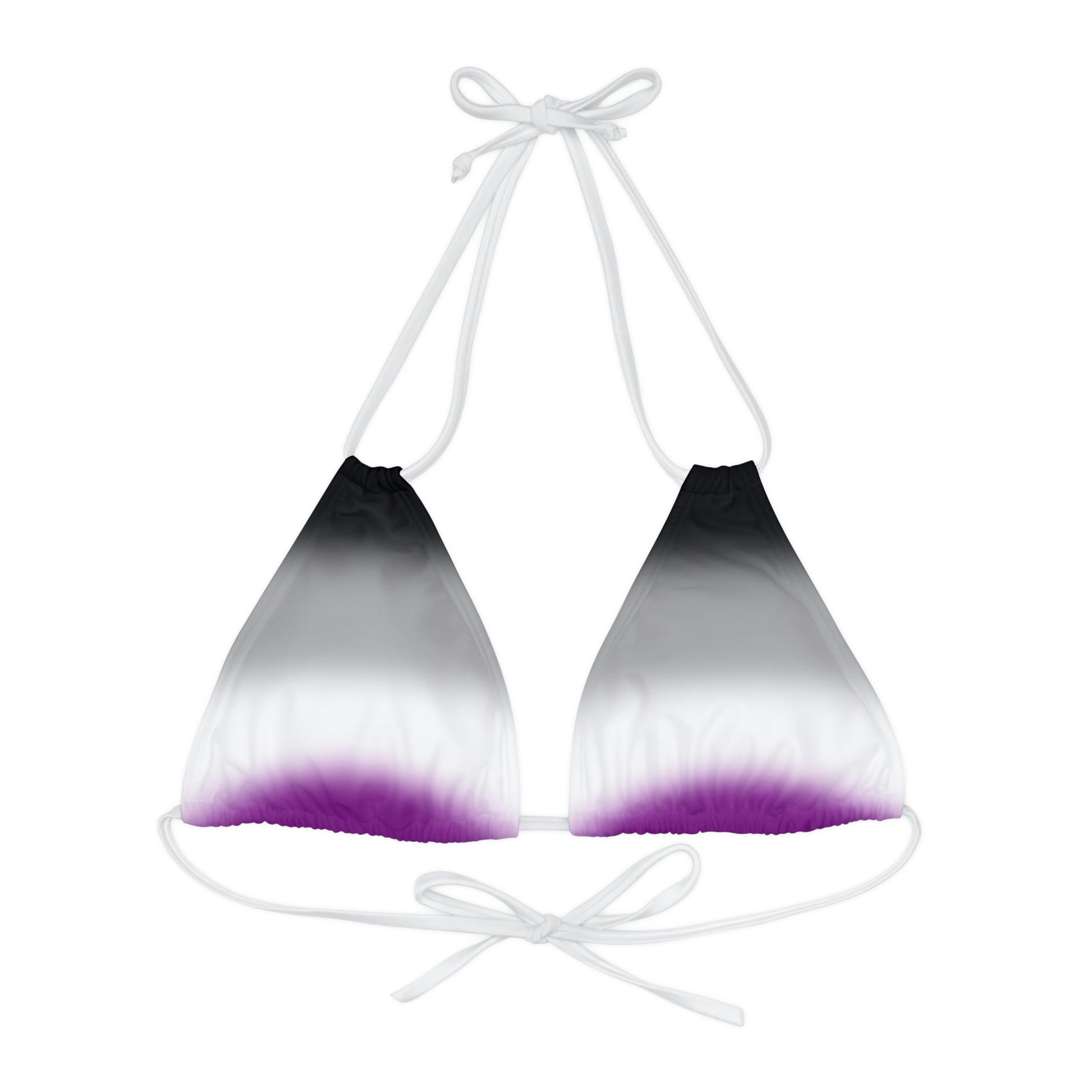 Asexual Ace Pride String Bikini Top in Ombre White Asexual 82a9a6dddf550969e95f22db3ea2d41b