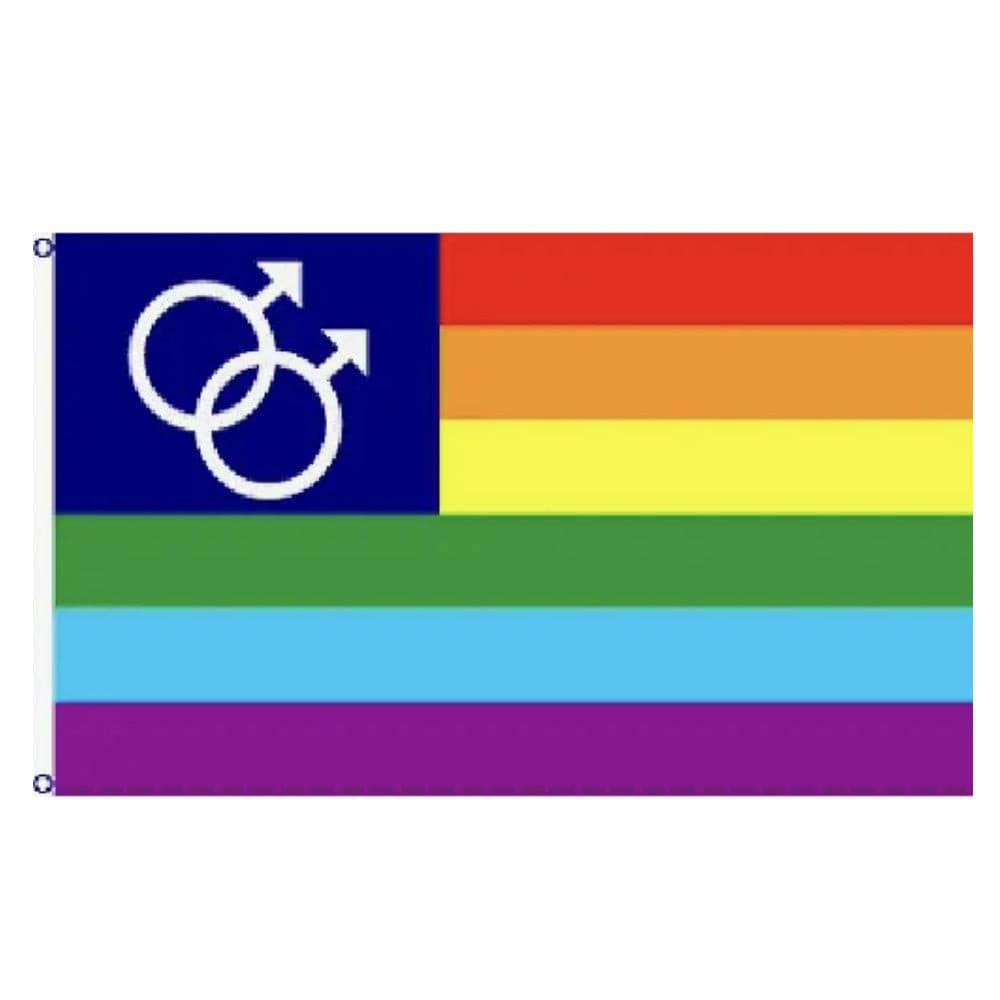 LGBTQ Pride Flag 3x5 - USA American Same Sex Male Mars Symbol Pride 3x5 RainbowMarsFlag3x5