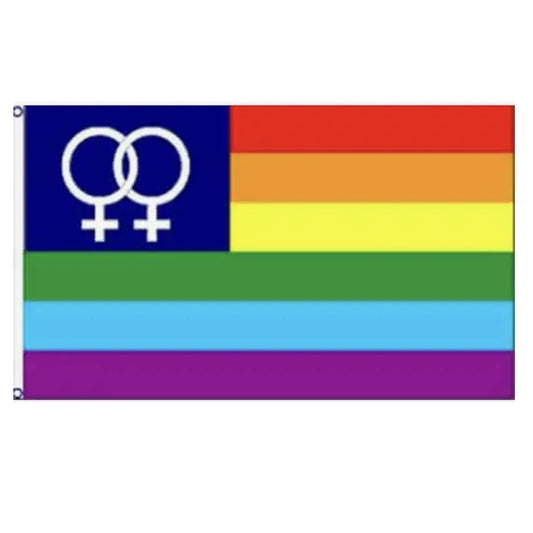 LGBTQ Pride Flag 3x5 - USA American Same Sex Female Venus Symbol Pride 3x5 RainbowVenusFlag3x5