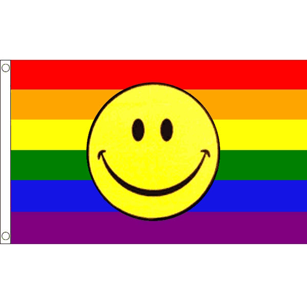 LGBTQ Pride Flag 3x5 - Smiley Face Pride 3x5 SmileyFacePrideFlag