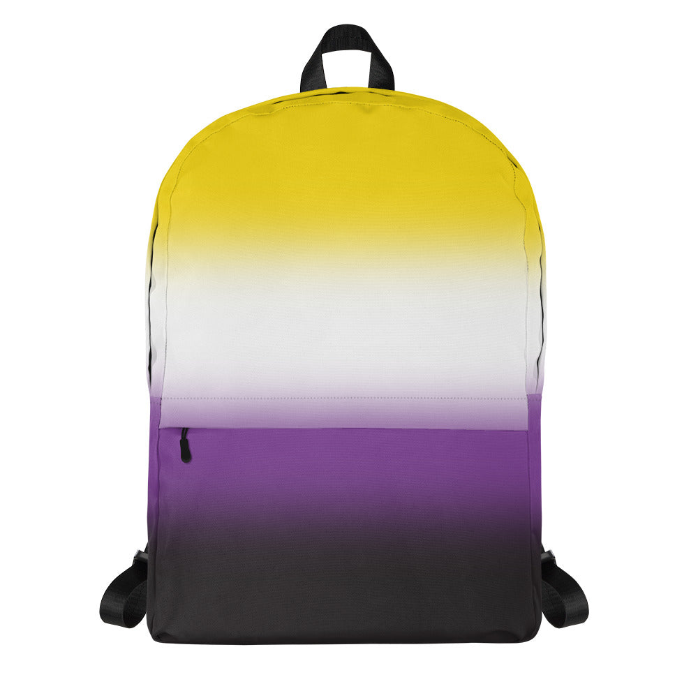 Nonbinary Enby Pride Backpack in Ombre Multi Nonbinary all-over-print-backpack-white-front-642a02139cdd5