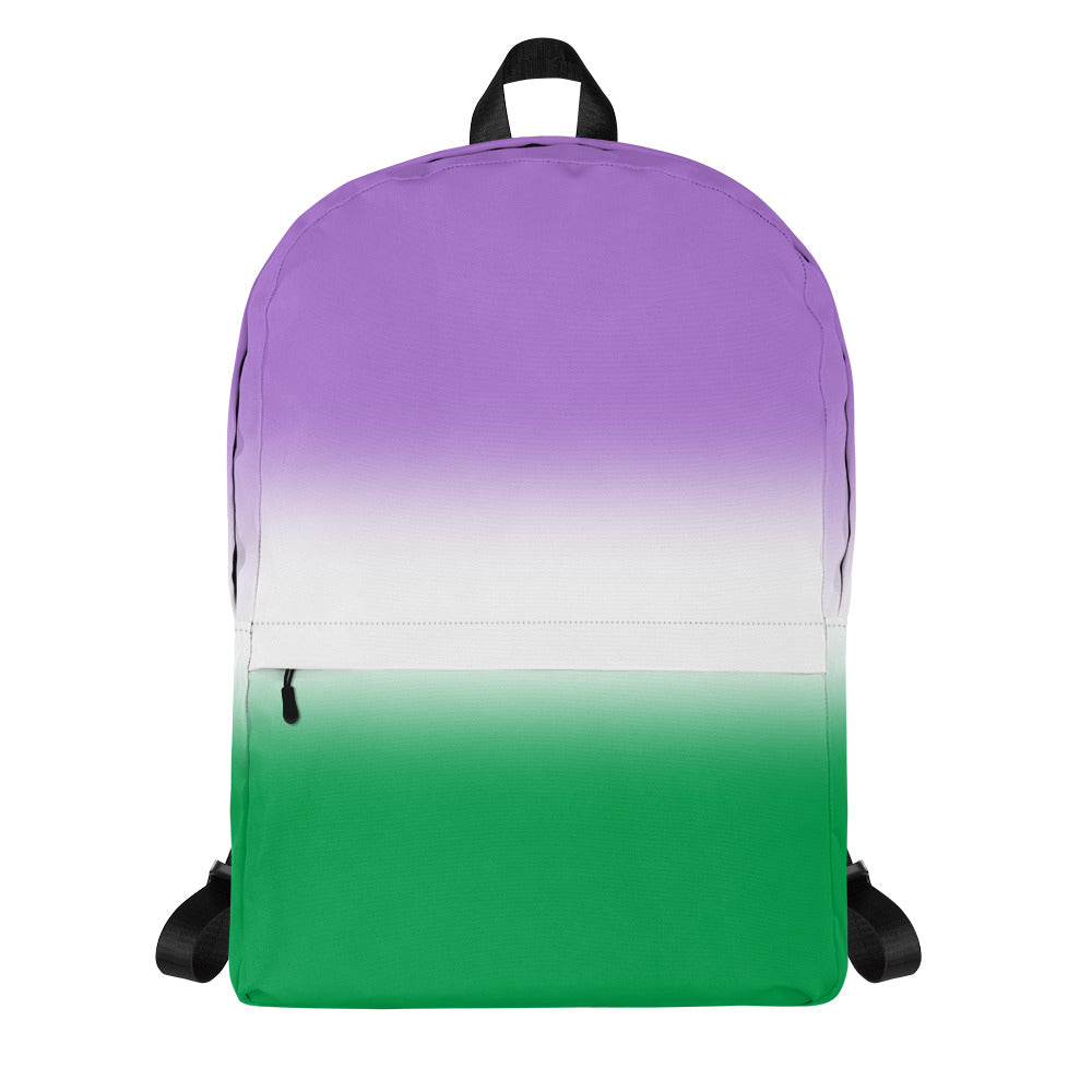 Genderqueer Pride Backpack - Ombre Multi Genderqueer all-over-print-backpack-white-front-642a09d4a29bb