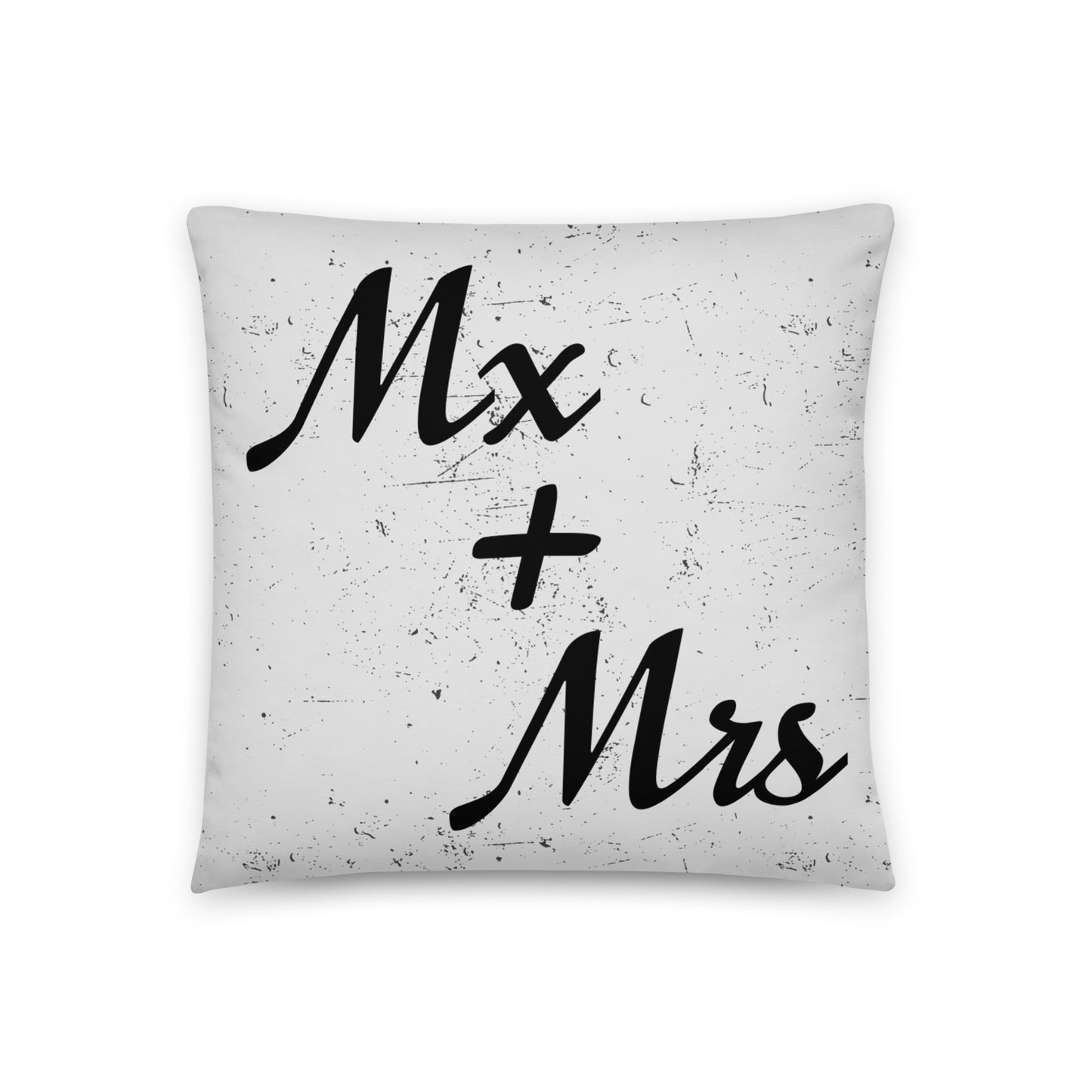 Mx and Mrs Wedding/Engagement Throw Pillow 18in×18in Nonbinary all-over-print-basic-pillow-18x18-front-636496f9089d5