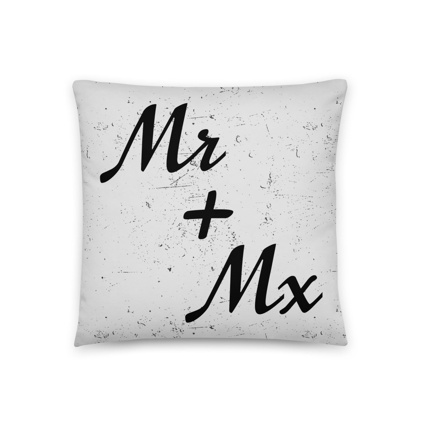 Mr and Mx Wedding Engagement Throw Pillow 18in×18in Nonbinary all-over-print-basic-pillow-18x18-front-6364976e1cc7d