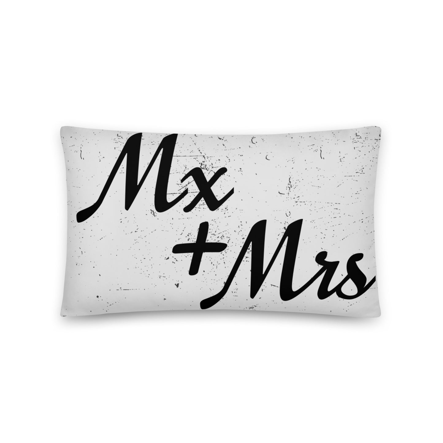 Mx and Mrs Wedding/Engagement Throw Pillow 20in×12in Nonbinary all-over-print-basic-pillow-20x12-front-636496f908aed