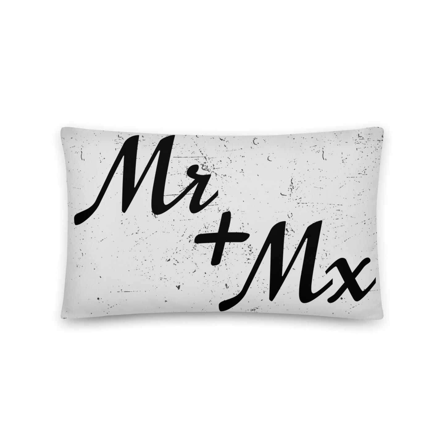 Mr and Mx Wedding Engagement Throw Pillow 20in×12in Nonbinary all-over-print-basic-pillow-20x12-front-6364976e1cf00