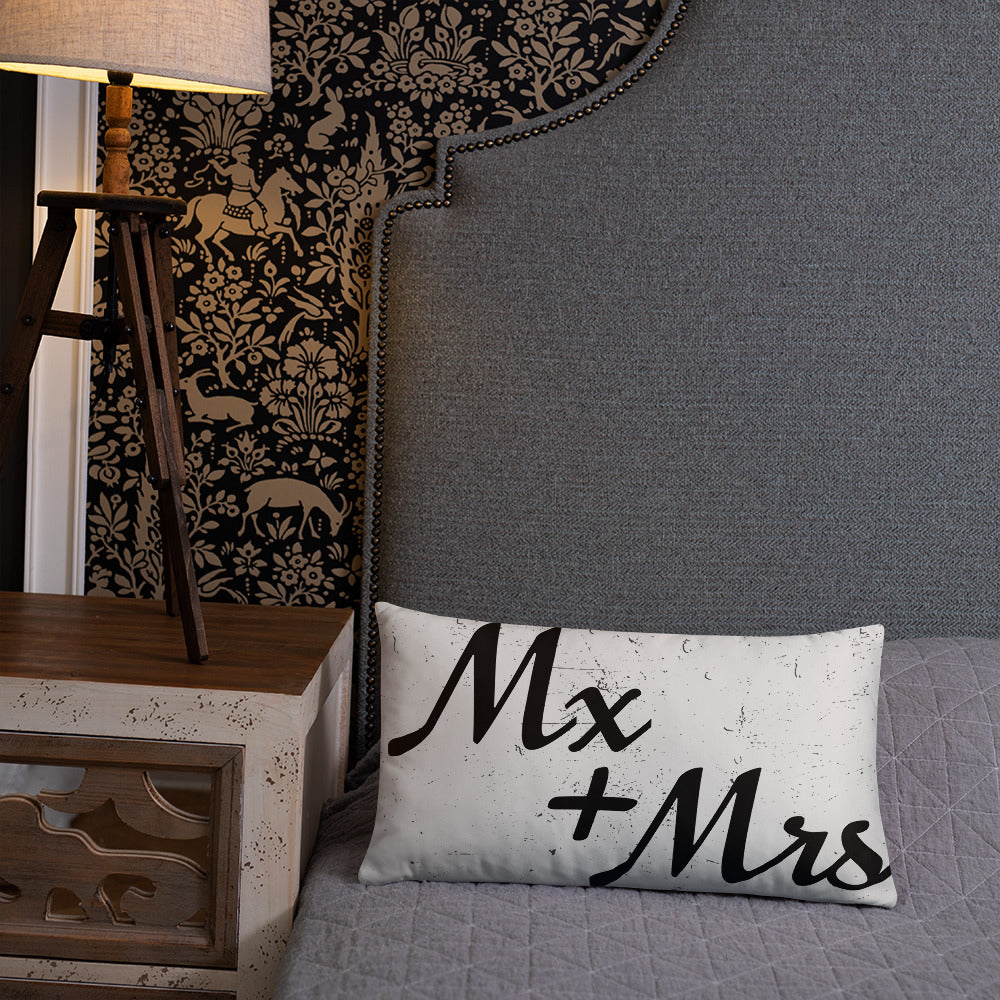 Mx and Mrs Wedding/Engagement Throw Pillow all-over-print-basic-pillow-20x12-front-lifestyle-2-637ac610e4be8