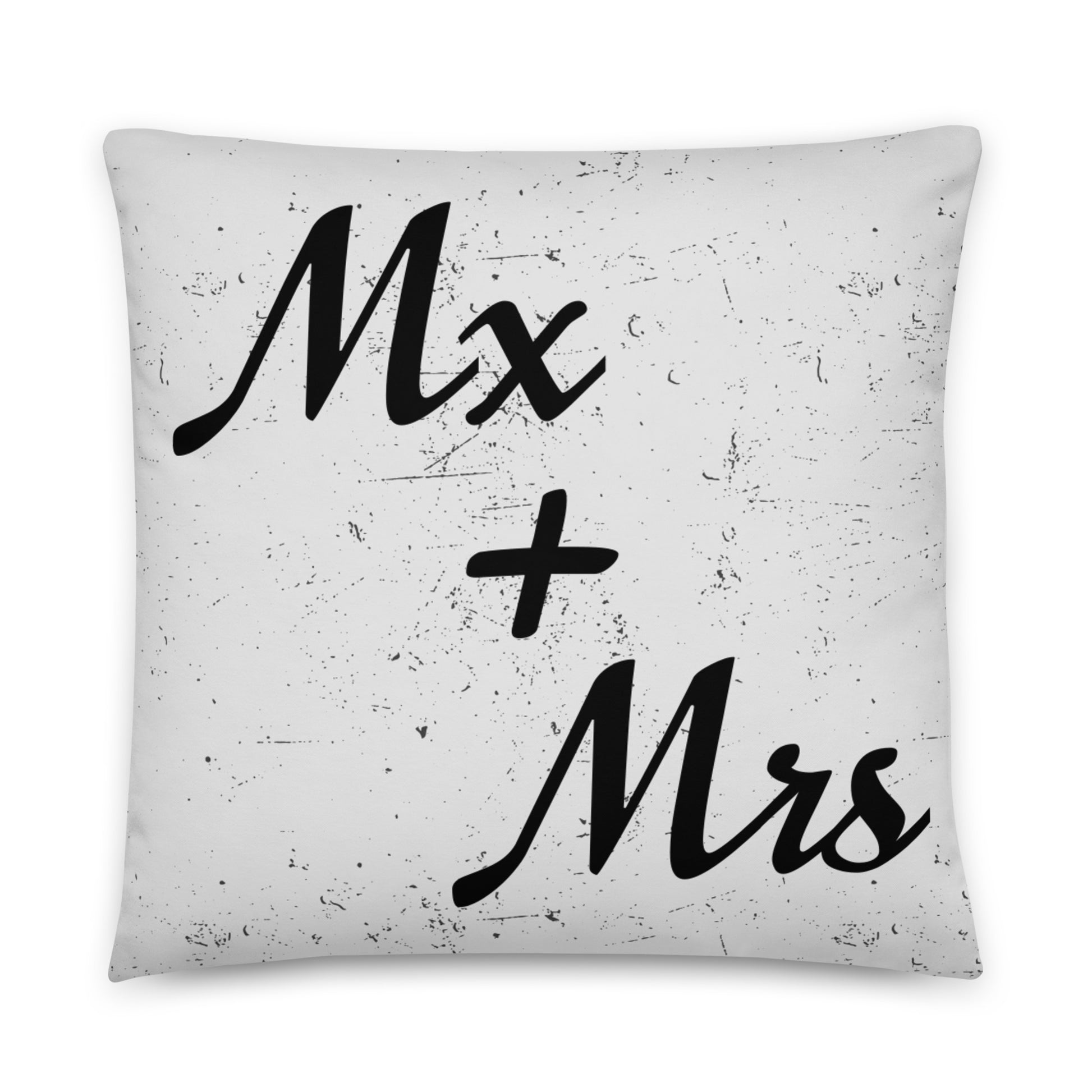 Mx and Mrs Wedding/Engagement Throw Pillow 22in×22in Nonbinary all-over-print-basic-pillow-22x22-front-636496f907a2c