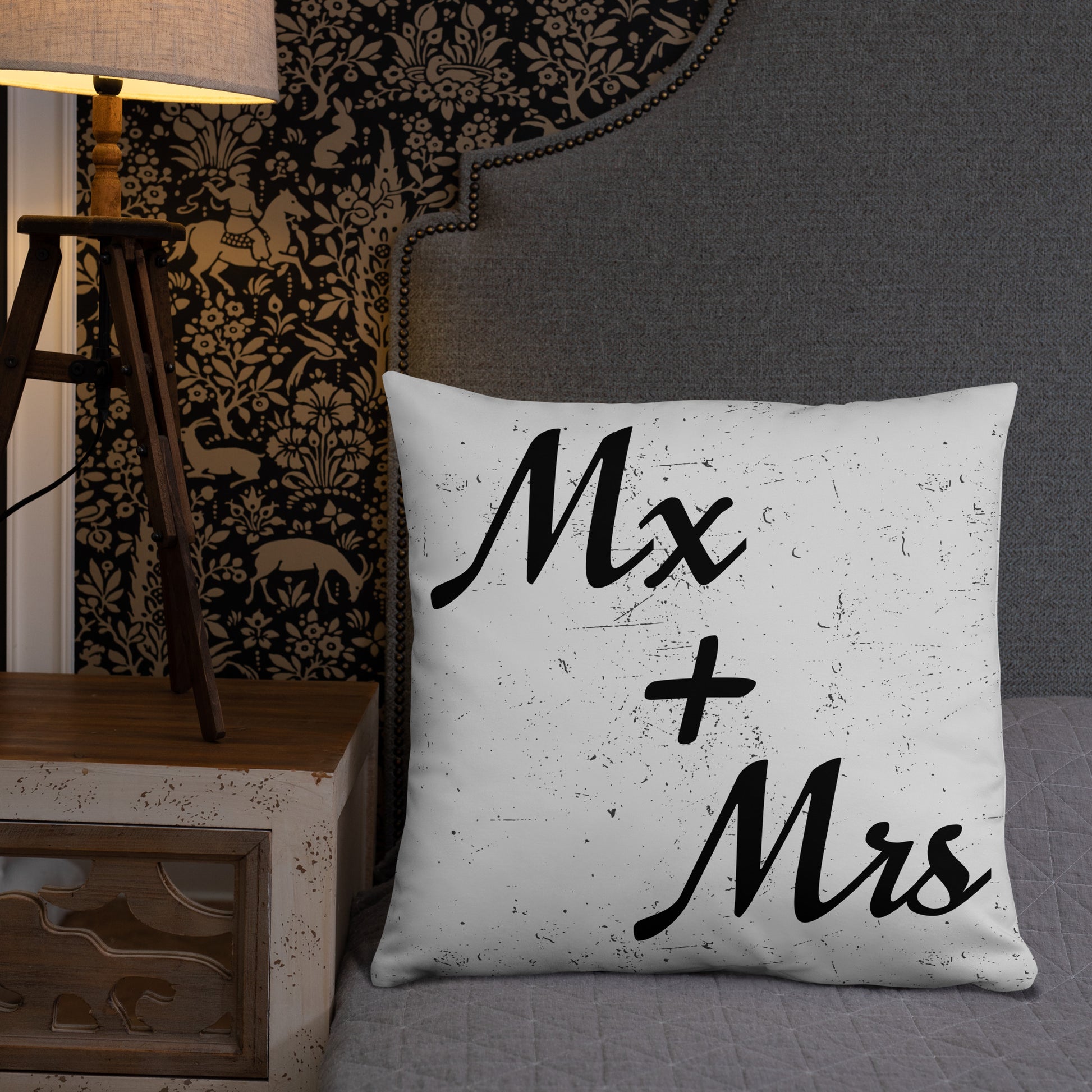 Mx and Mrs Wedding/Engagement Throw Pillow all-over-print-basic-pillow-22x22-front-lifestyle-2-637ac610e4eb2