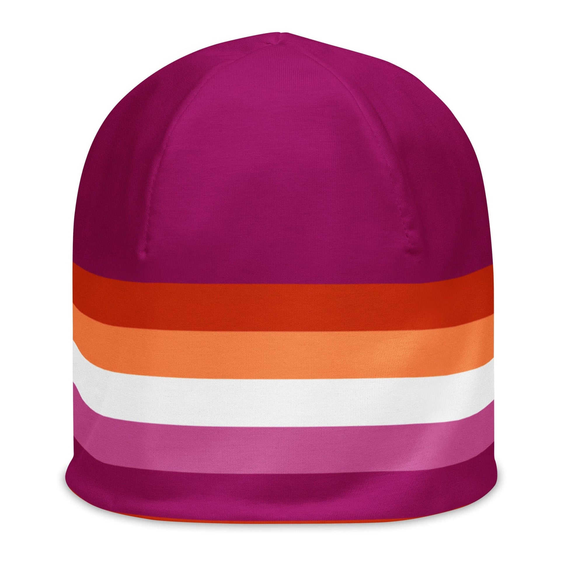 Lesbian Pride Flag Beanie all-over-print-beanie-white-front-638969efca8f9