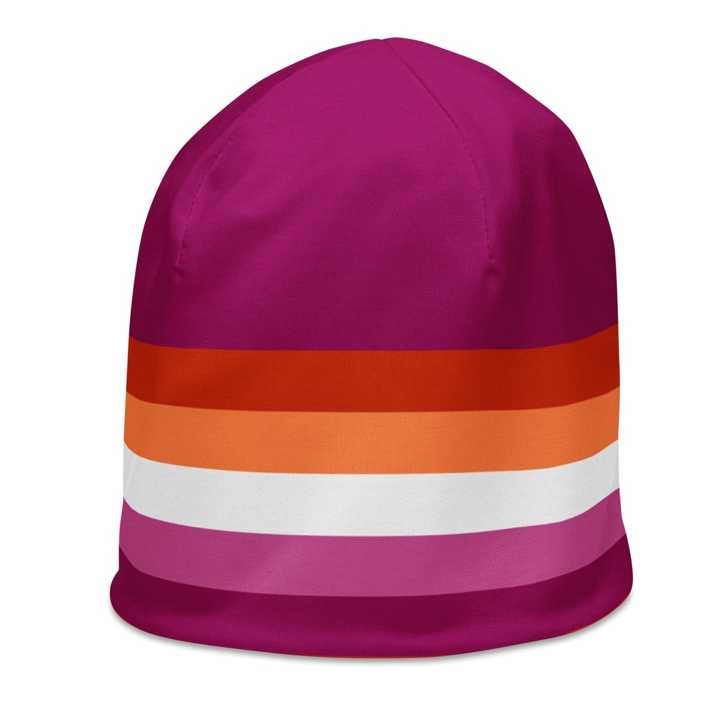 Lesbian Pride Flag Beanie all-over-print-beanie-white-left-front-638969efcd181