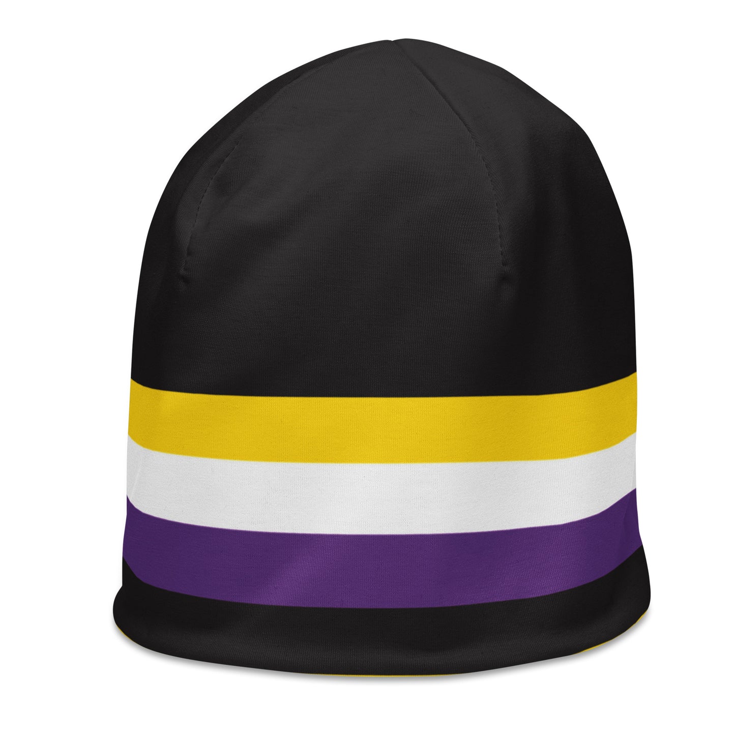 Nonbinary Enby Pride Flag Beanie all-over-print-beanie-white-left-front-63896afa3b6e1