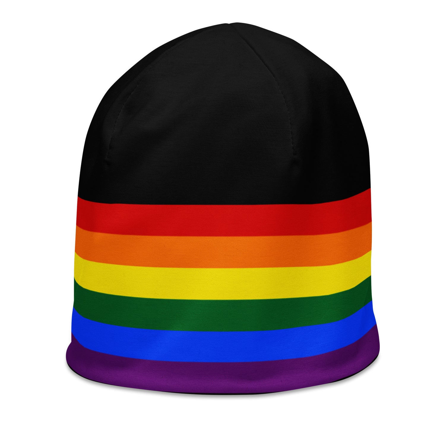 LGBTQ Pride Flag Beanie all-over-print-beanie-white-left-front-63896b21bbc0f