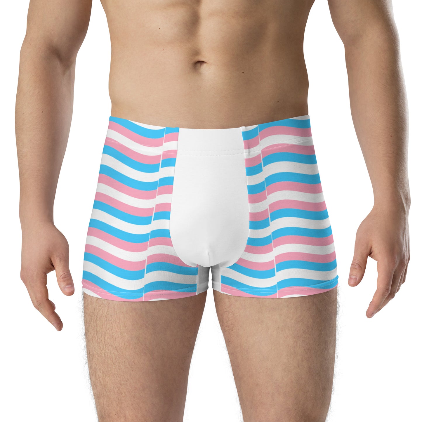 Transgender Trans Pride Boxer Briefs Underwear - Wavy all-over-print-boxer-briefs-white-front-6379a798f064e