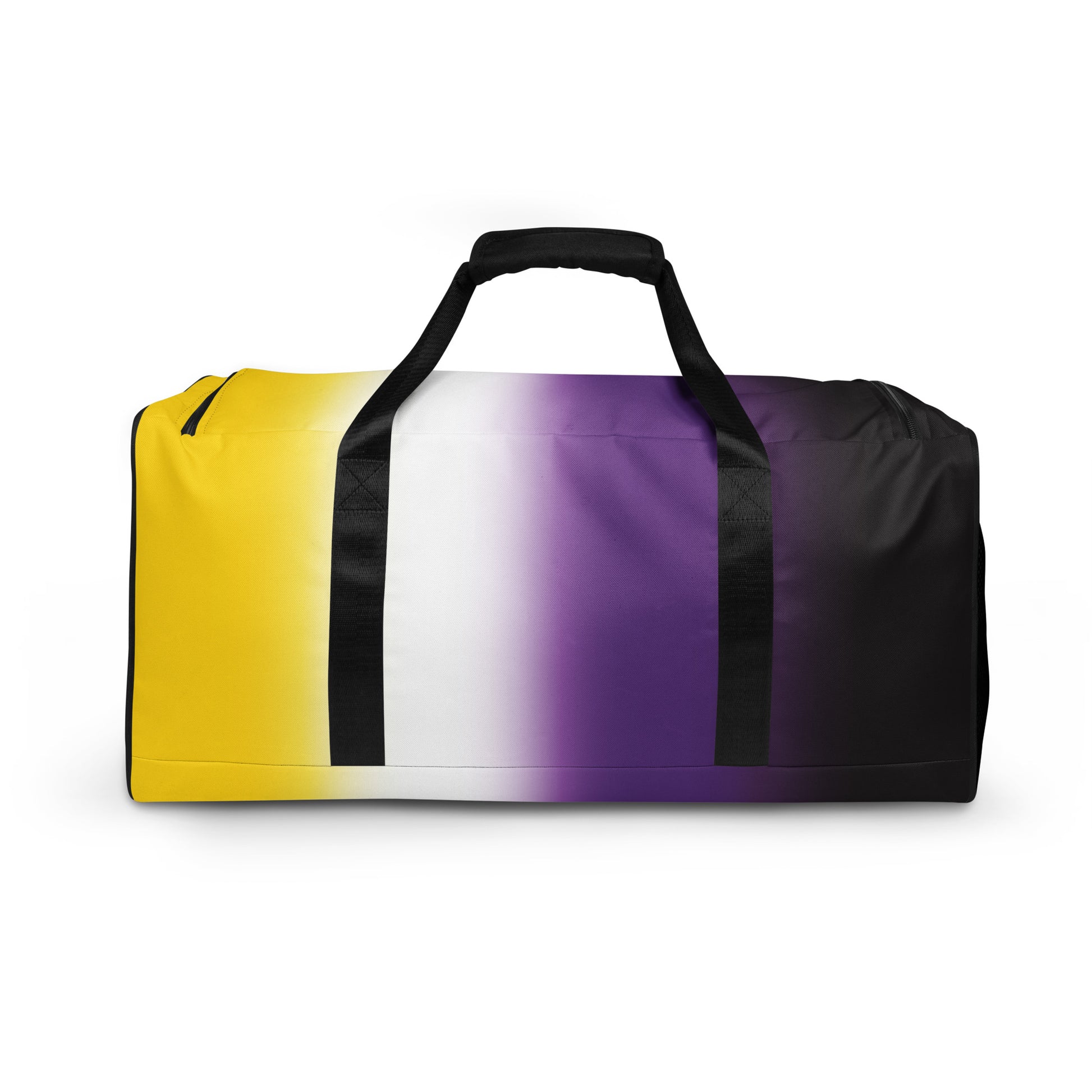 Nonbinary Enby Pride Duffle Weekender Gym Bag in Ombre all-over-print-duffle-bag-white-back-642cd8e79b3f8