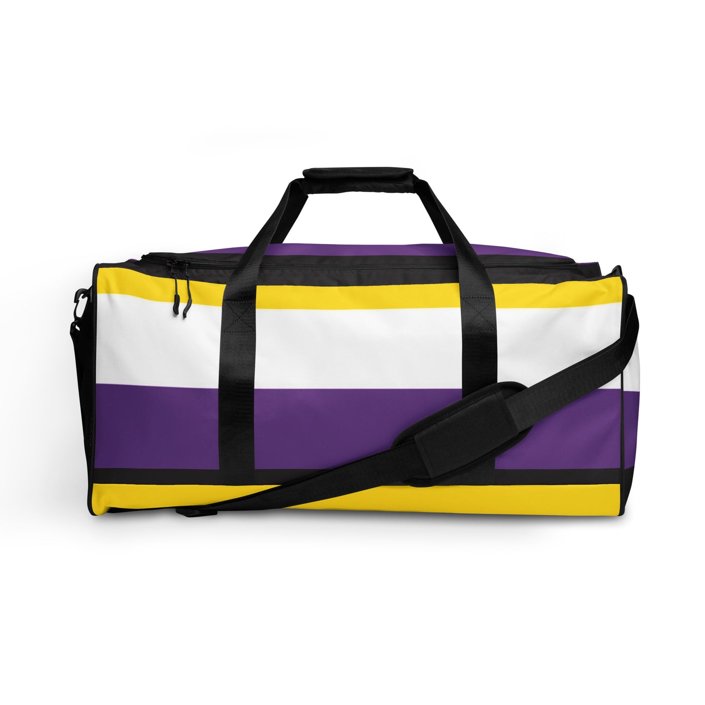 Nonbinary Enby Pride Flag Weekender Duffel Gym Bag Nonbinary all-over-print-duffle-bag-white-front-6370733798ec1