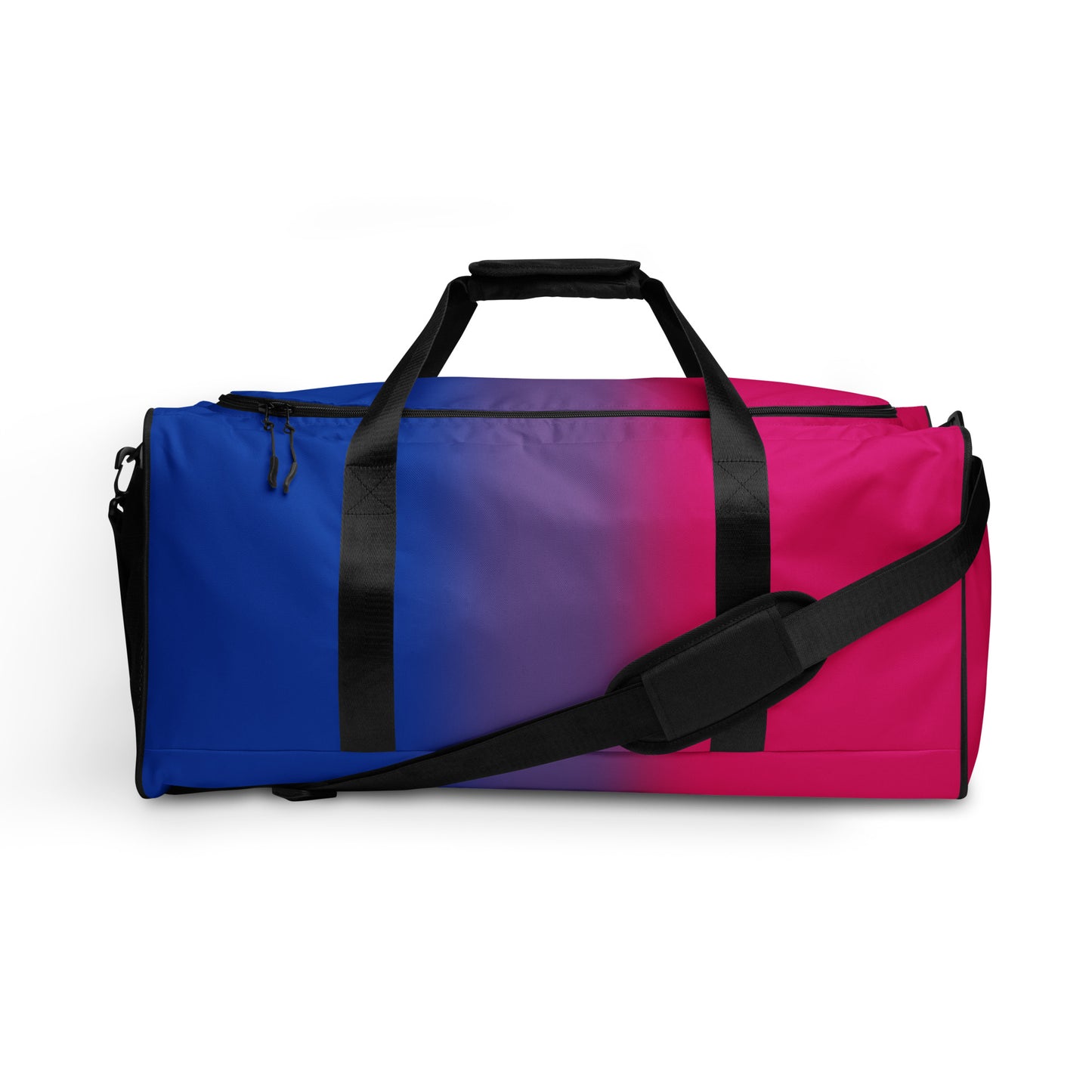 Bisexual Bi Pride Weekender Duffle Bag in Ombre Multi Bisexual all-over-print-duffle-bag-white-front-642cd7fba9098